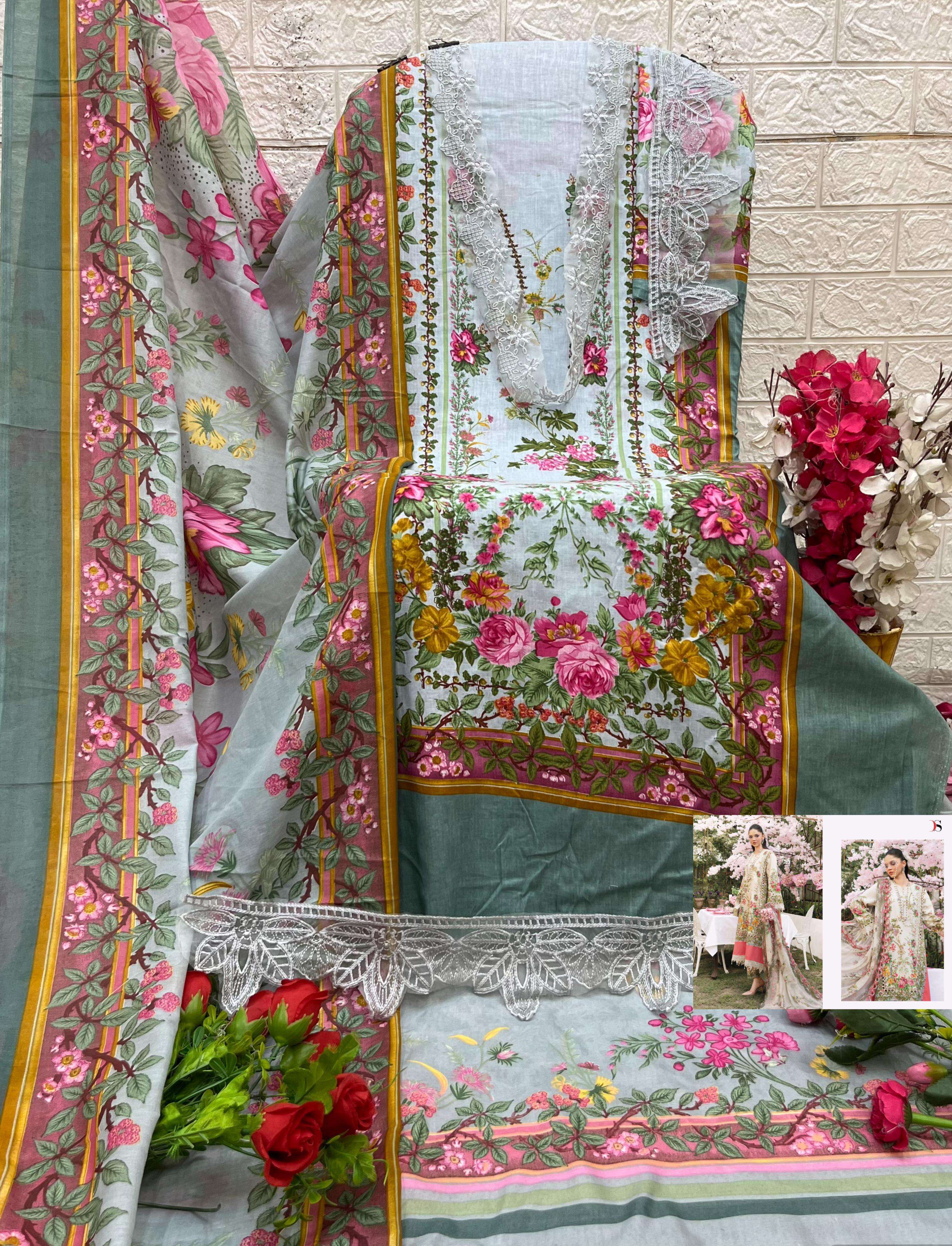 DEEPSY SUITS MARIA B M PRINTS 25 VOL 2 COTTON FANCY WORK SALWAR KAMEEZ 