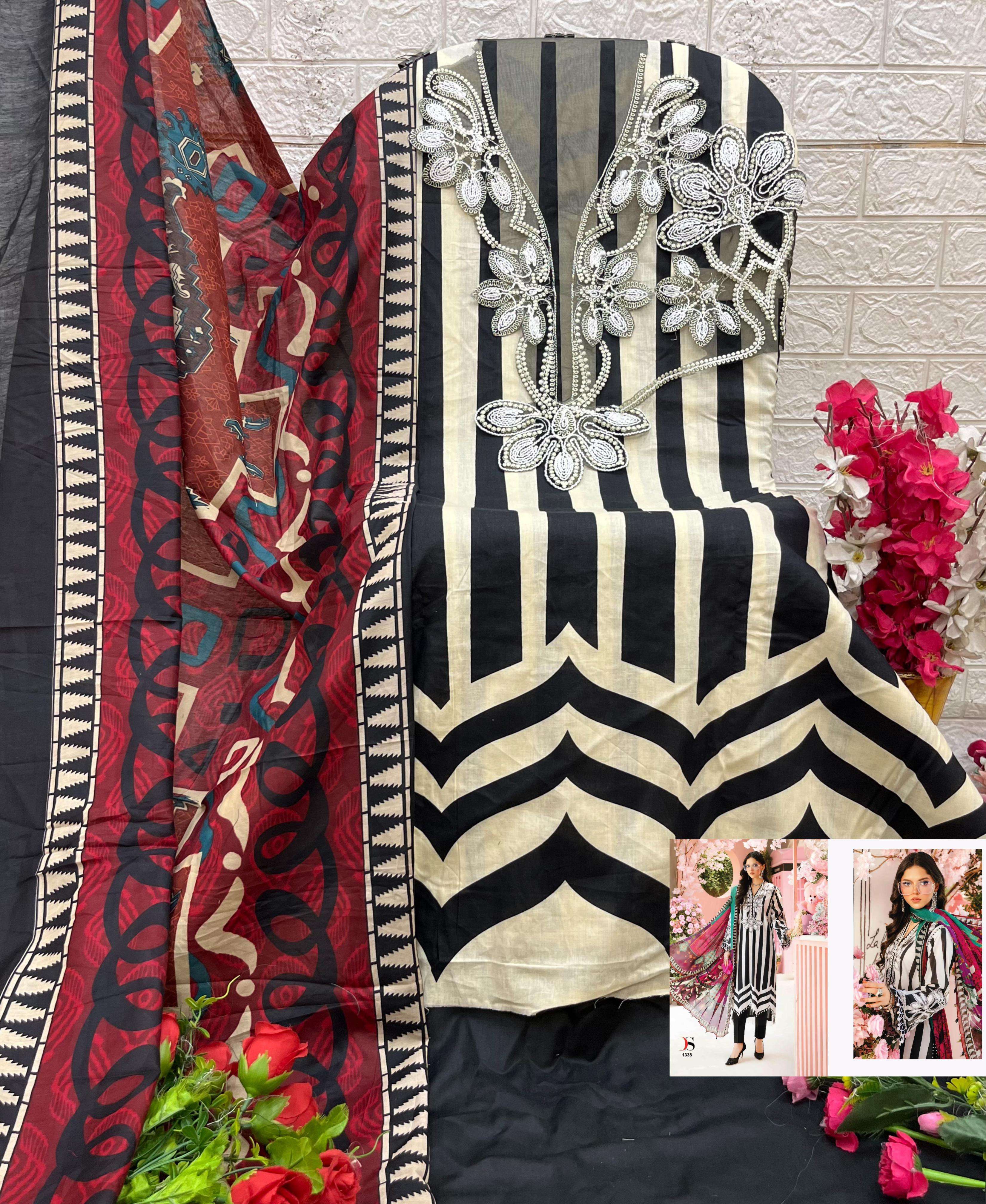 DEEPSY SUITS MARIA B M PRINTS 25 VOL 2 COTTON FANCY WORK SALWAR KAMEEZ 