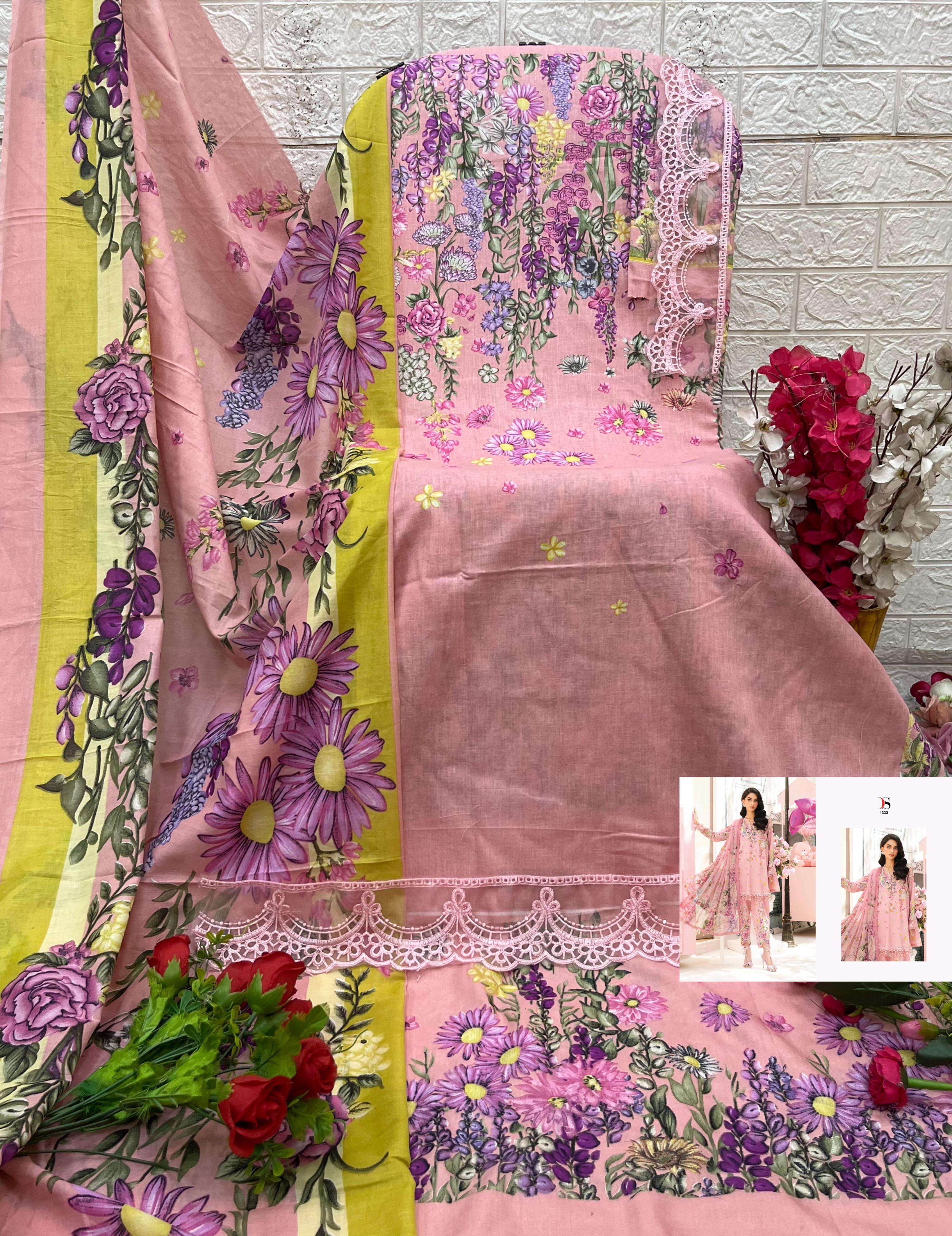 DEEPSY SUITS MARIA B M PRINTS 25 VOL 2 COTTON FANCY WORK SALWAR KAMEEZ 