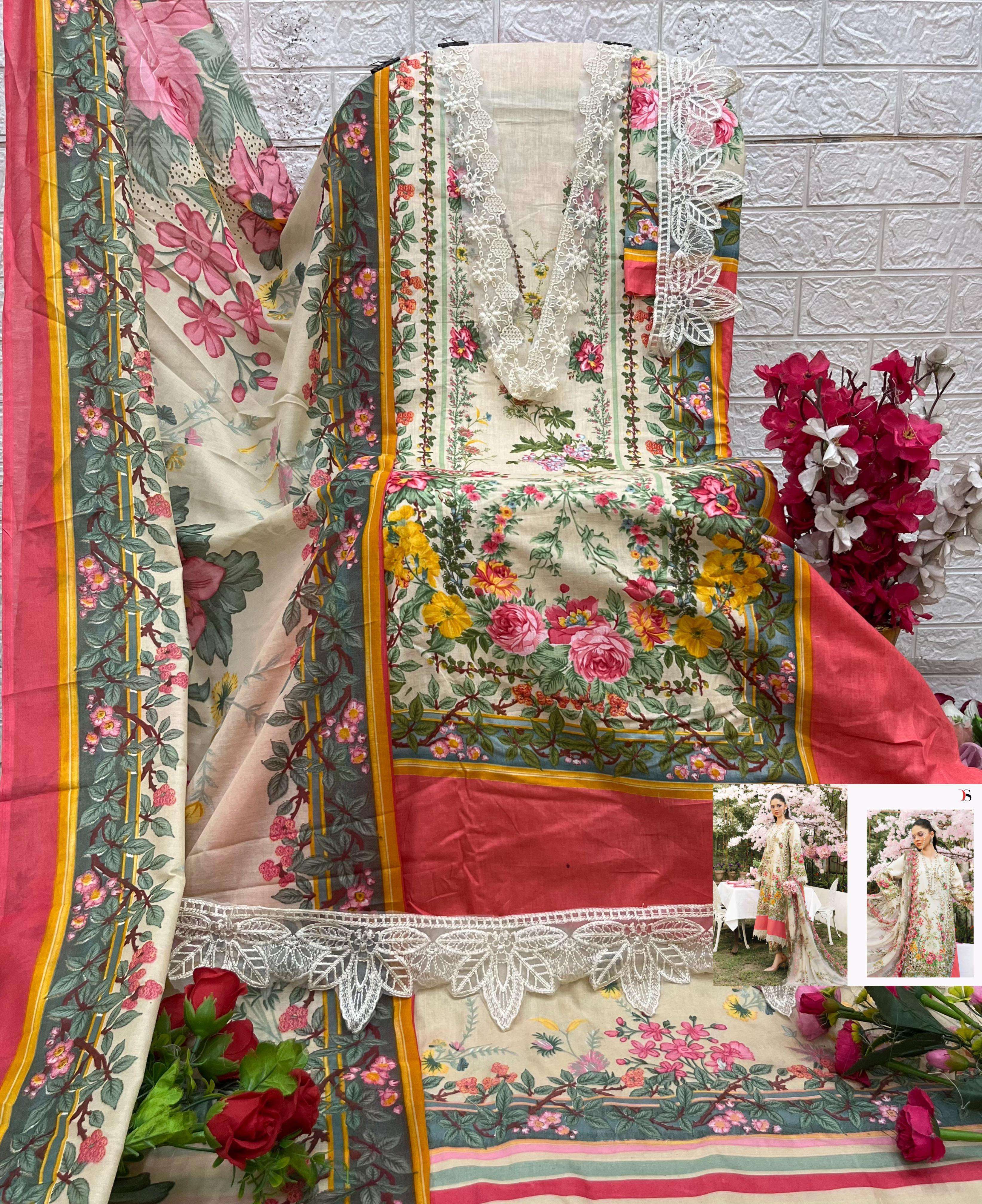 DEEPSY SUITS MARIA B M PRINTS 25 VOL 2 COTTON FANCY WORK SALWAR KAMEEZ 