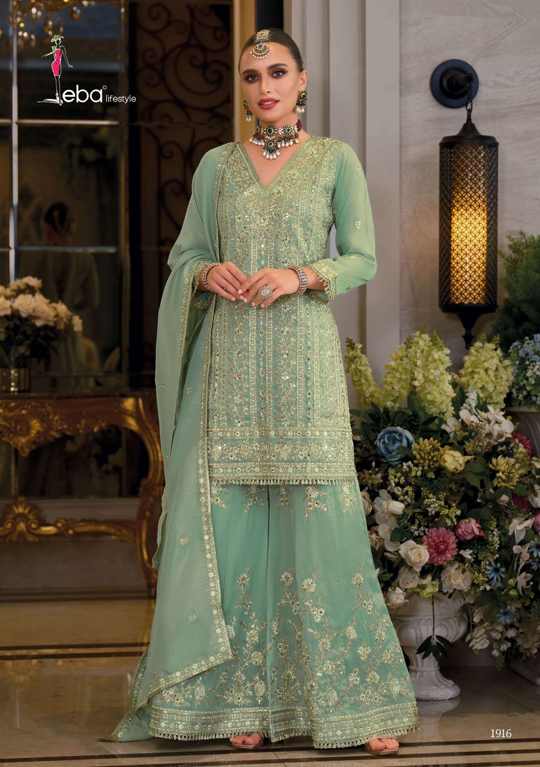 EBA LIFESTYLE NAYAAB SIMER FABRIC HEAVY EMBROIDERY DESIGNER READY MADE SUIT