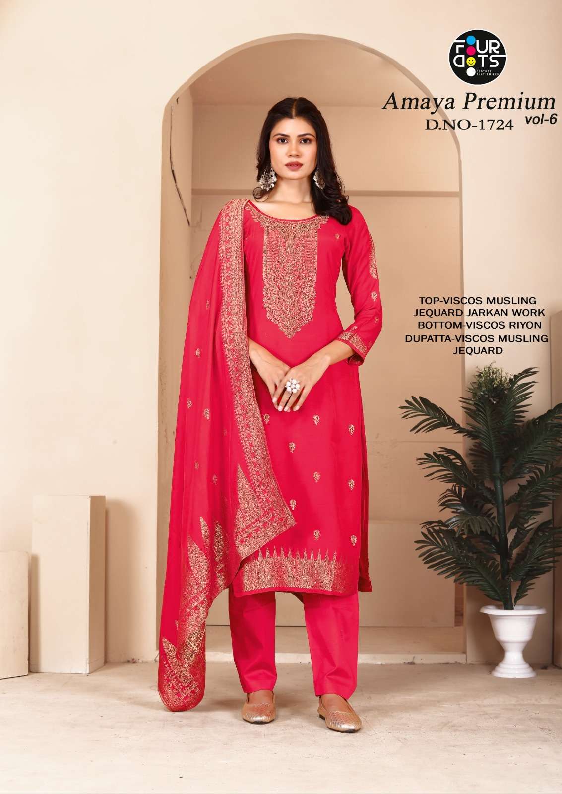  FOURDOTS AMAYA PREMIUM VOL 6 VISCOSE JACQUARD DESIGNER WORK SUIT