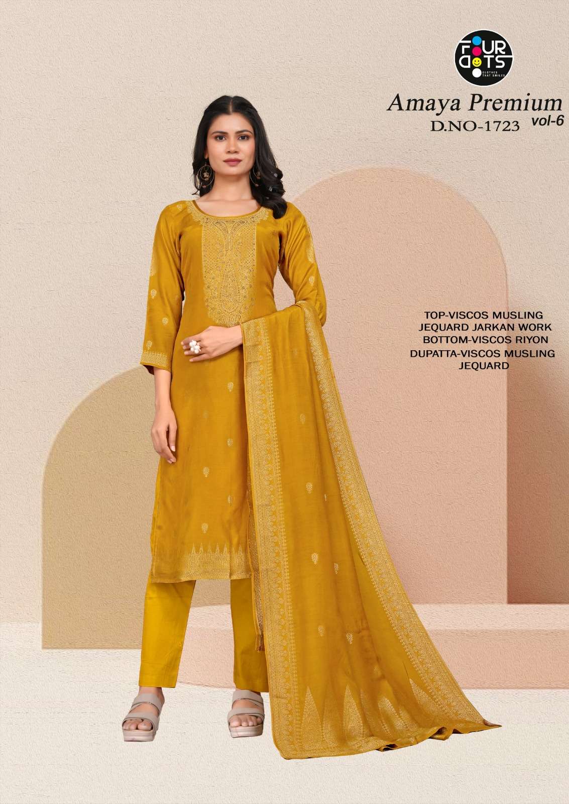  FOURDOTS AMAYA PREMIUM VOL 6 VISCOSE JACQUARD DESIGNER WORK SUIT