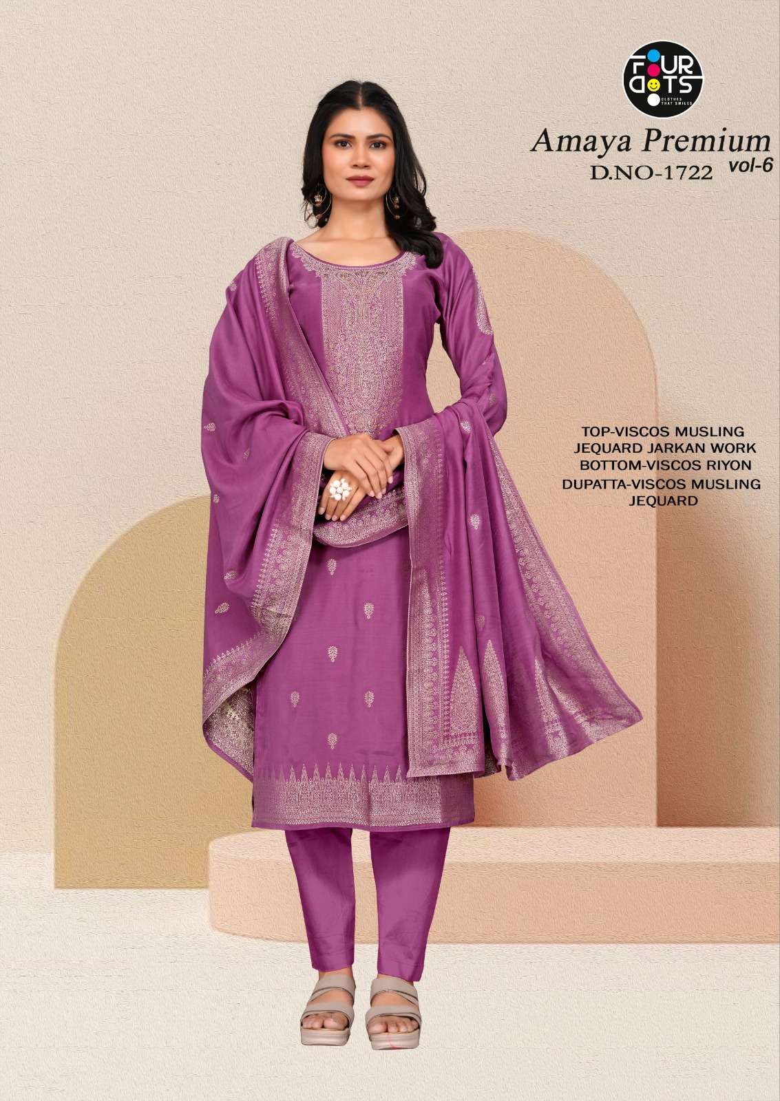  FOURDOTS AMAYA PREMIUM VOL 6 VISCOSE JACQUARD DESIGNER WORK SUIT