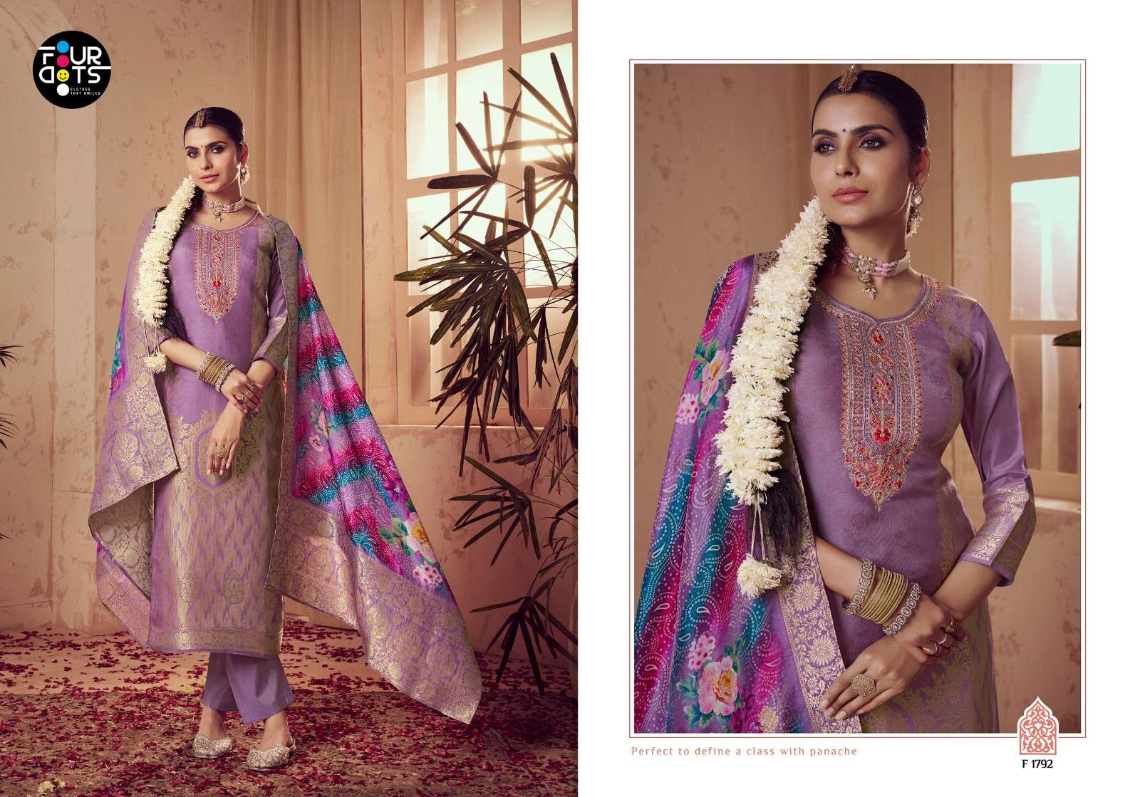 FOURDOTS TULSI VISCOSE JACQUARD DESIGNER WORK LADIES SUIT