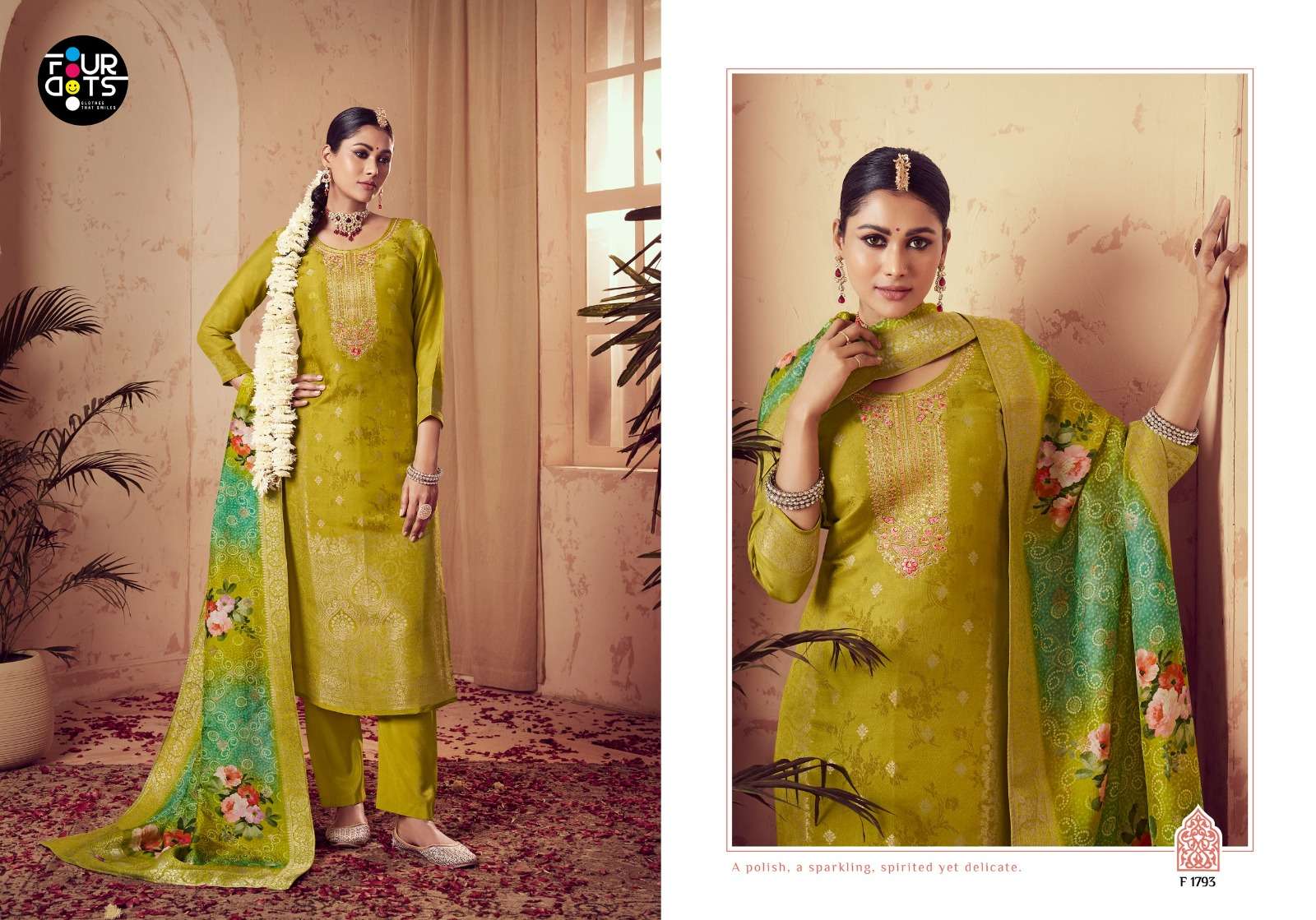 FOURDOTS TULSI VISCOSE JACQUARD DESIGNER WORK LADIES SUIT