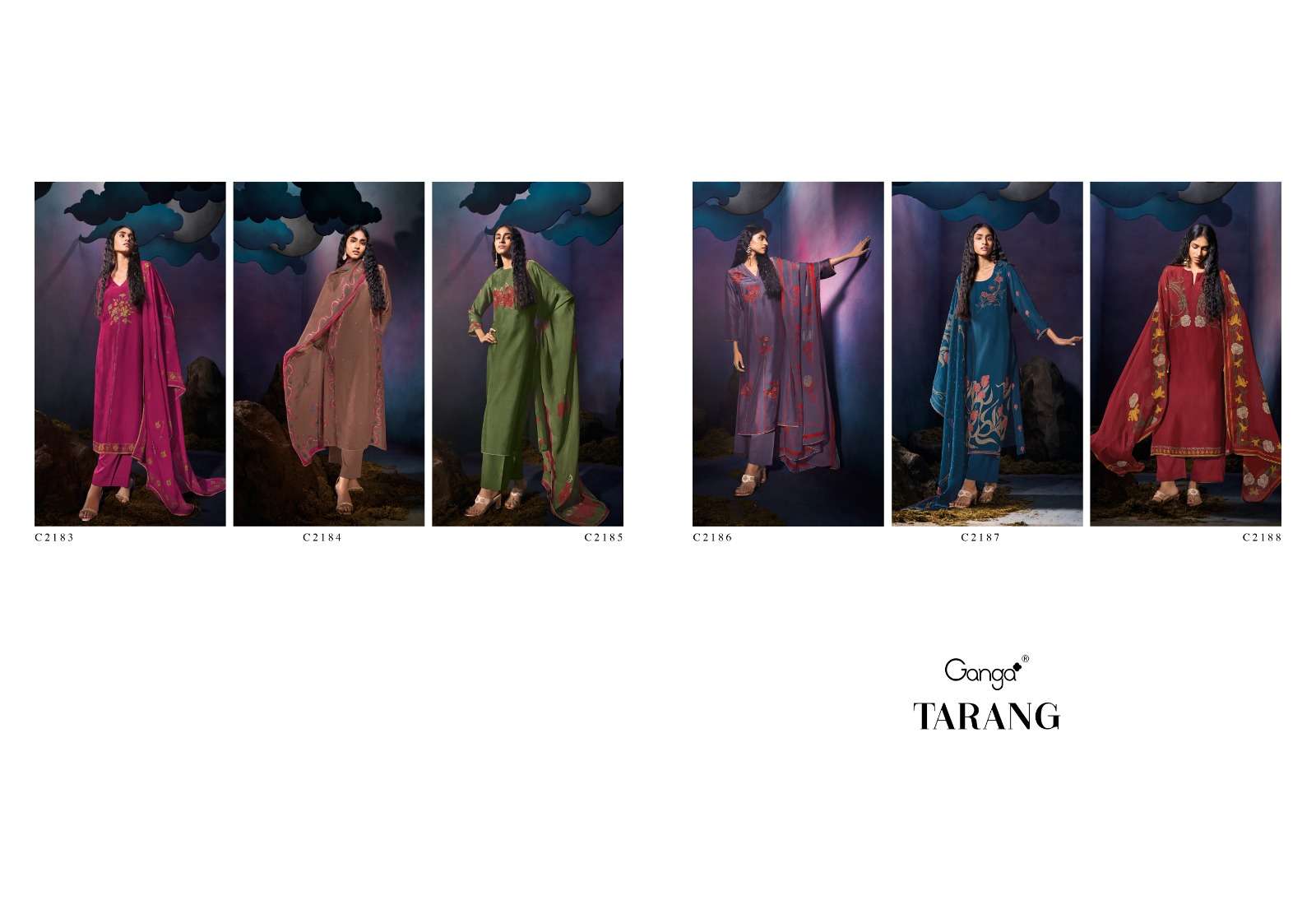 GANGA TARANG SATIN PRINTED WITH HAND WORK DESIGNER SUIT