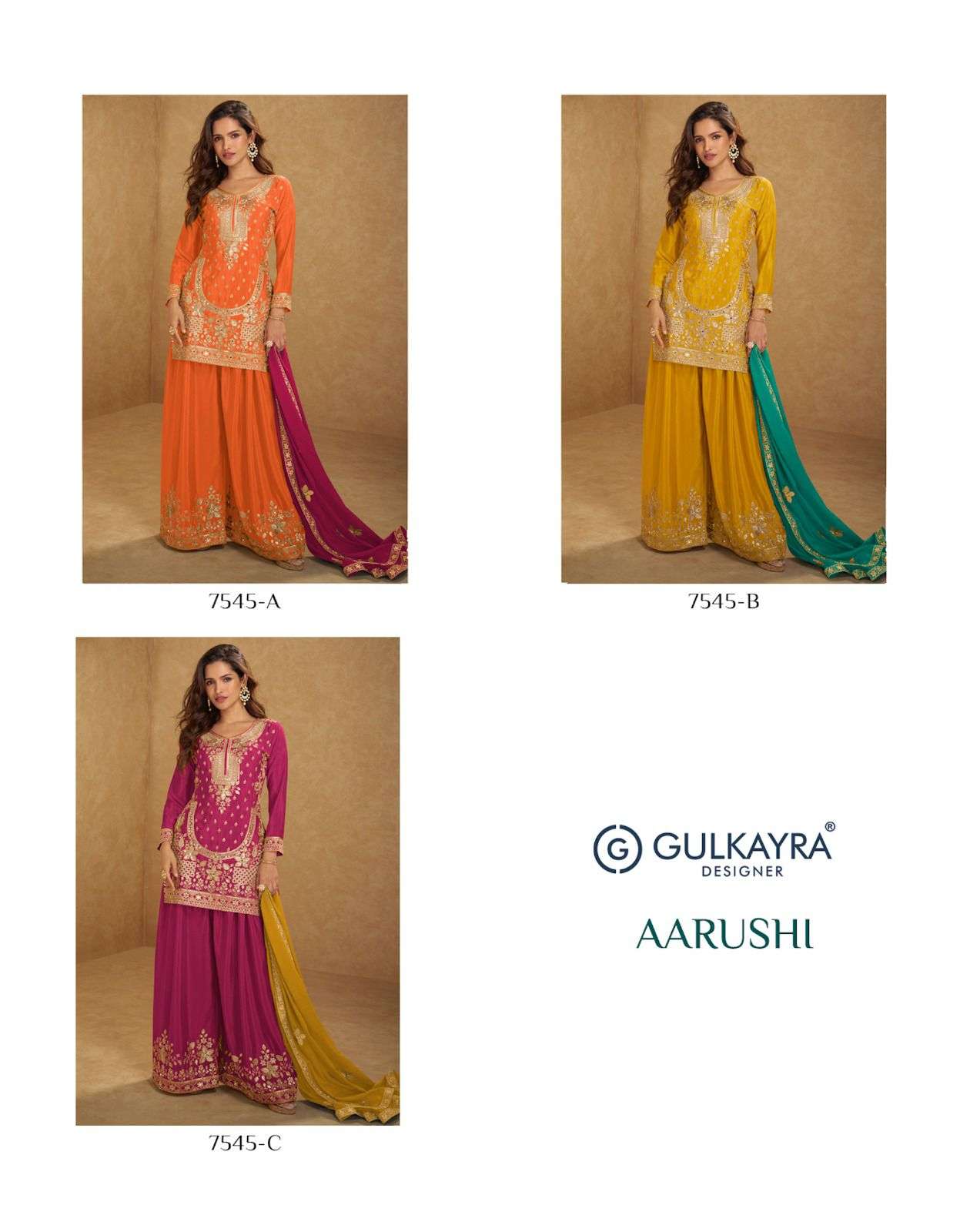 GULKAYRA DESIGNER AARUSHI HEAVY EMBROIDERED DESIGNER WEDDING WEAR SHARARA SUIT
