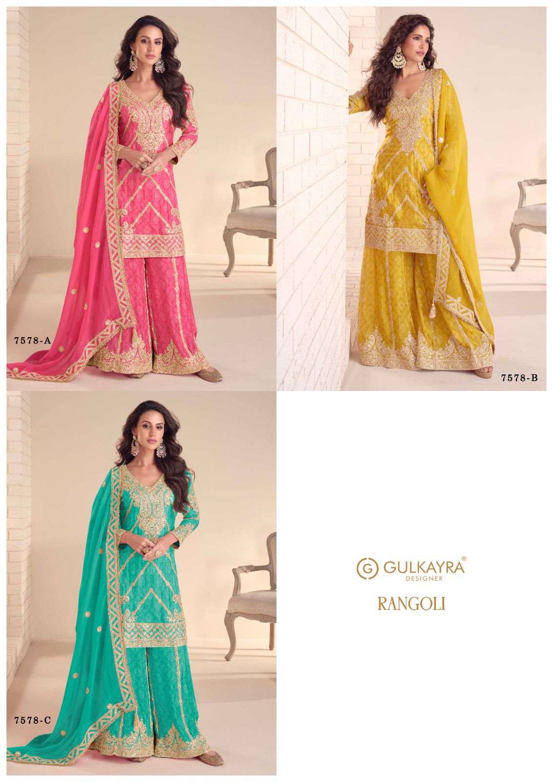GULKAYRA DESIGNER RANGOLI HEAVY EMBROIDERED DESIGNER WEDDING WEAR READY MADE SUIT