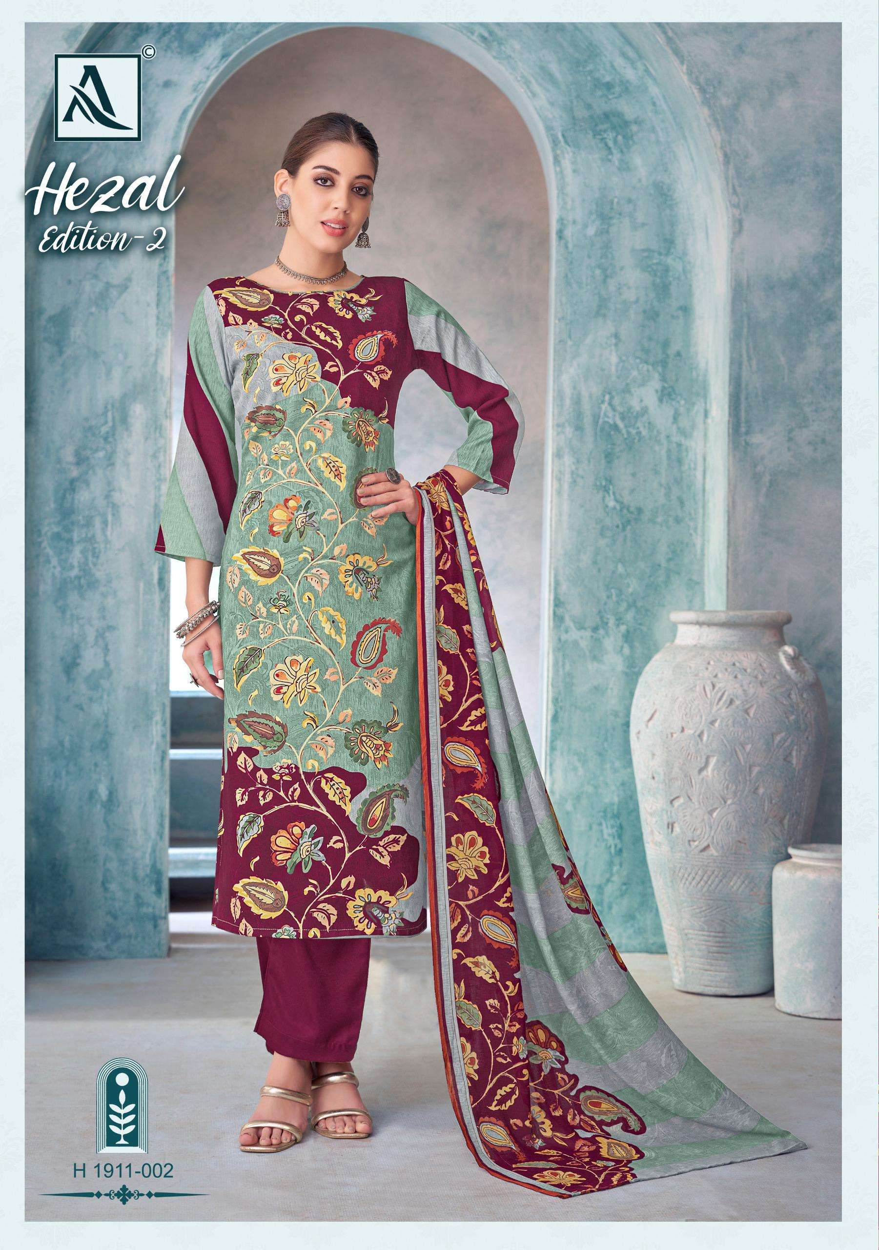 HARSHIT FASHION HUB HEZAL EDITION 2 VISCOSE PRINT WITH FANCY WORK SUIT