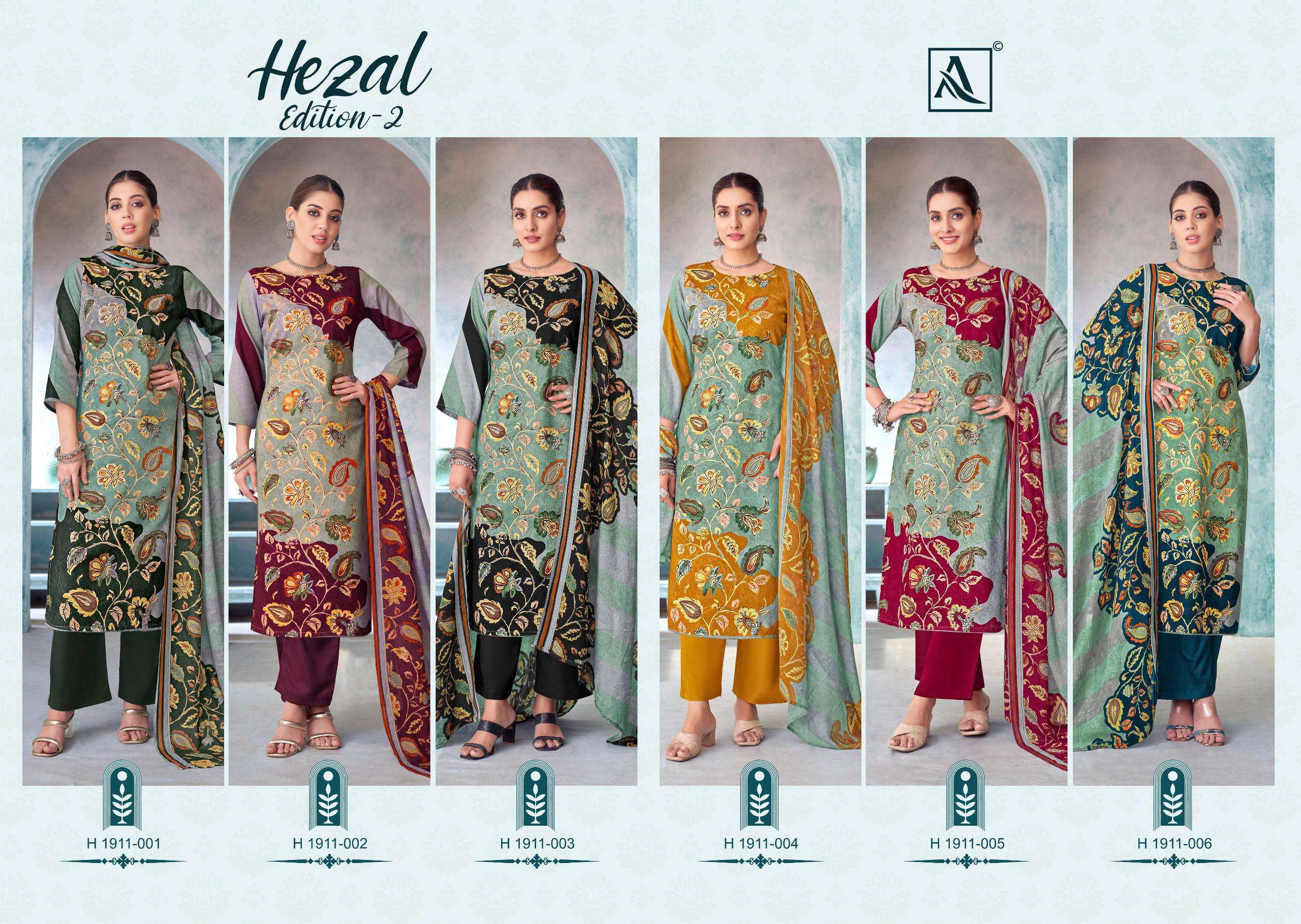 HARSHIT FASHION HUB HEZAL EDITION 2 VISCOSE PRINT WITH FANCY WORK SUIT