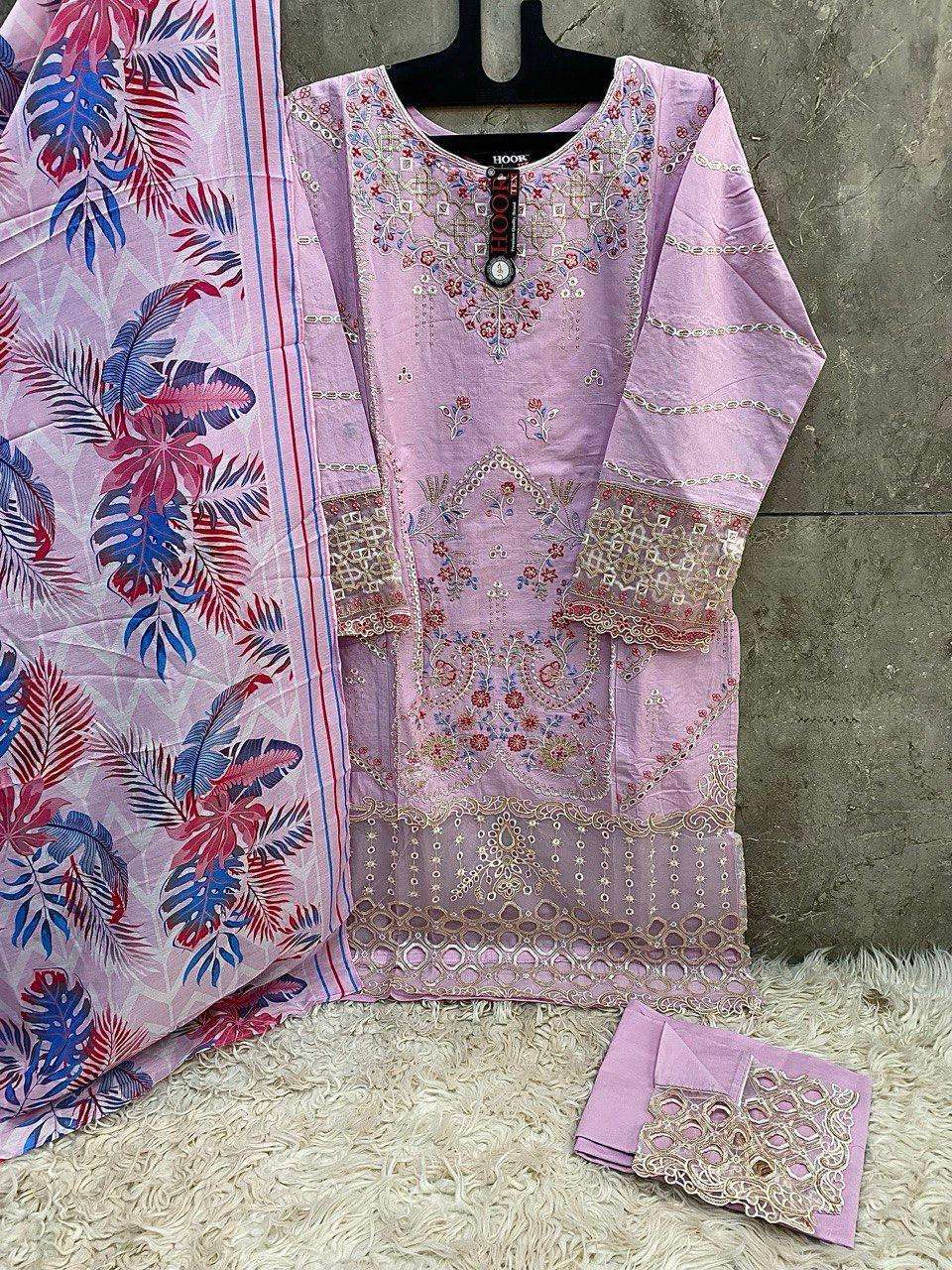 HOOR TEX DESIGN NO - HF - 159 A-C IMPORTED COTTON PAKISTANI READYMADE SUIT 