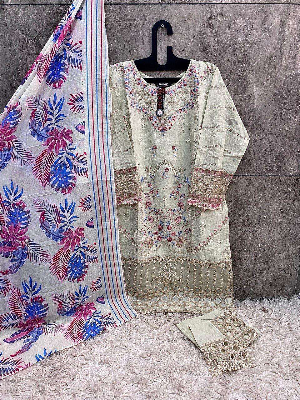 HOOR TEX DESIGN NO - HF - 159 A-C IMPORTED COTTON PAKISTANI READYMADE SUIT 