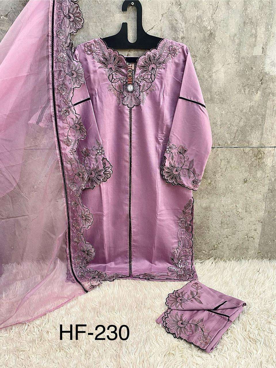 HOOR TEX DESIGN NO - HF 230 A-C CRISTAL VISCOSE READYMADE PAKISTANI SUIT 