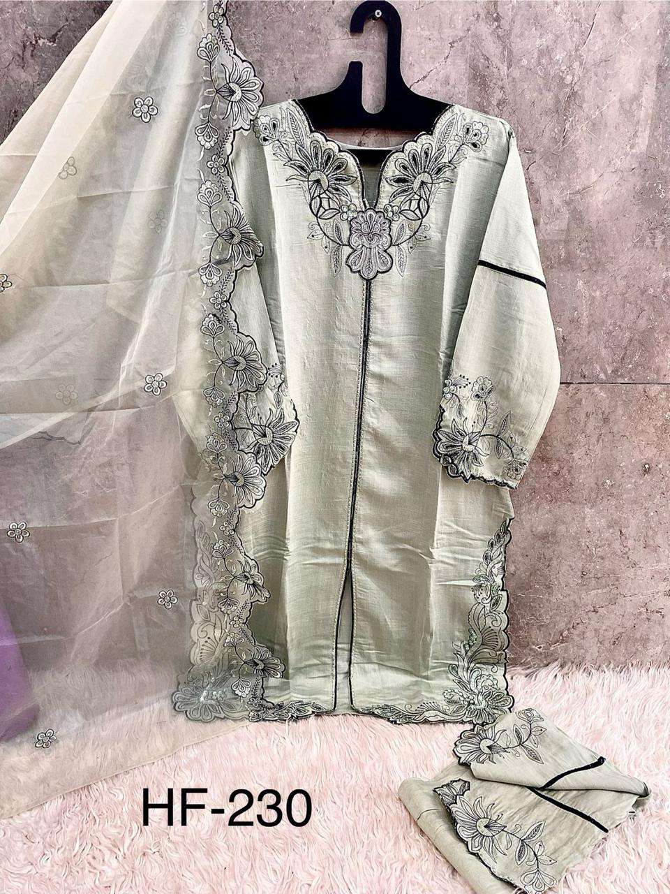 HOOR TEX DESIGN NO - HF 230 A-C CRISTAL VISCOSE READYMADE PAKISTANI SUIT 