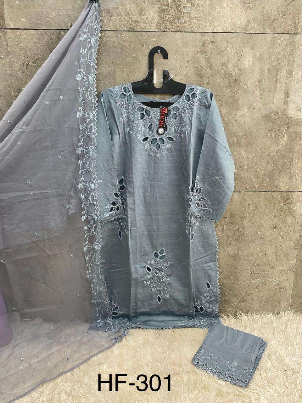 HOOR TEX DESIGN NO - HF 301 A-D CRISTAL VISCOSE READYMADE SUIT 