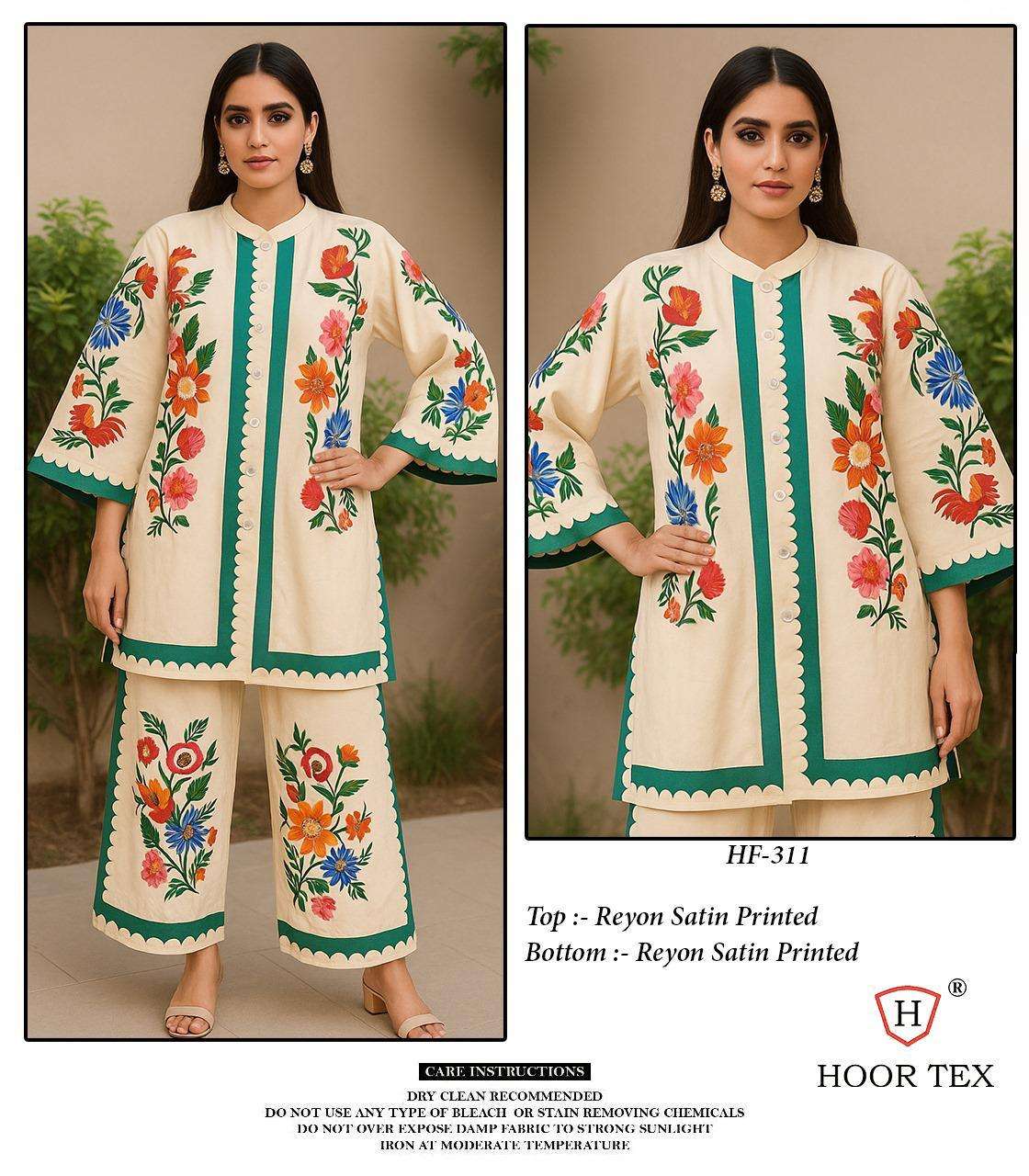 HOOR TEX DESIGN NO - HF 307 - 316 RAYON SATIN PRINTED READYMADE CO-ORD SET