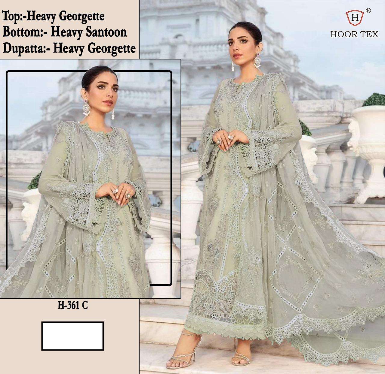 HOOR TEX H 361 GEORGETTE HEAVY EMBROIDERED DESIGNER PAKISTANI SUIT