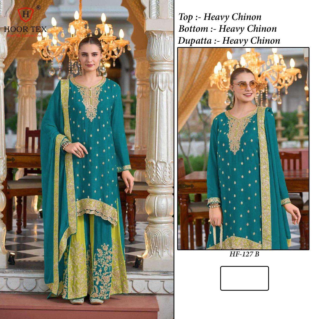 HOOR TEX HF 127 FANCY EMBROIDERY DESIGNER WORK READY MADE PAKISTANI SUIT