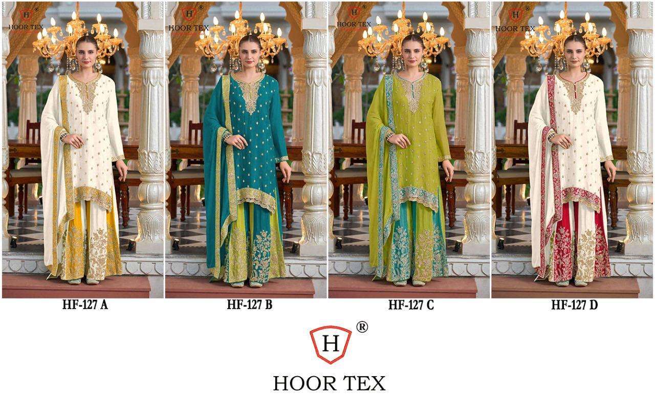 HOOR TEX HF 127 FANCY EMBROIDERY DESIGNER WORK READY MADE PAKISTANI SUIT