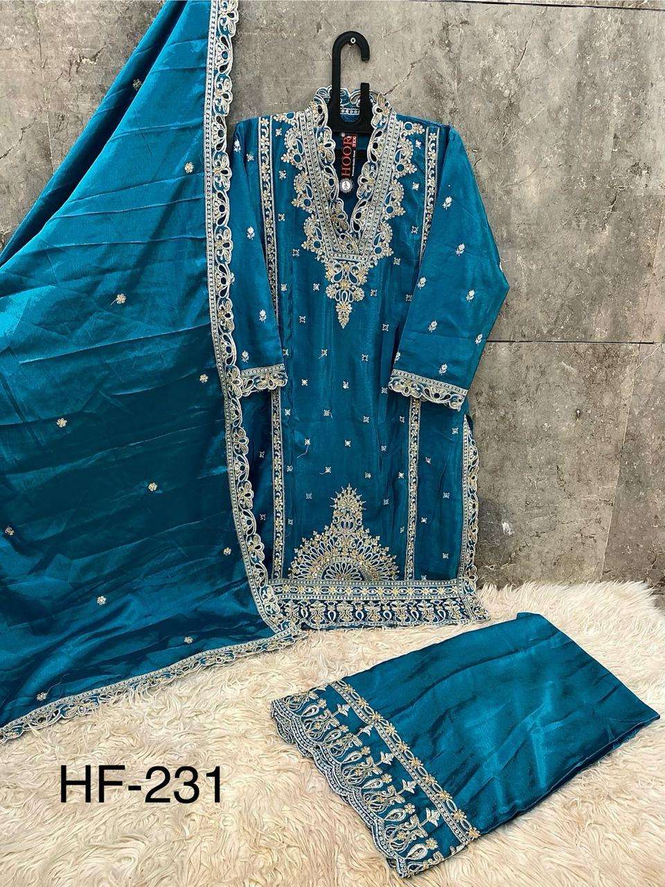 HOOR TEX HF 231 HEAVY EMBROIDERY DESIGNER WORK READY MADE PAKISTANI SUIT
