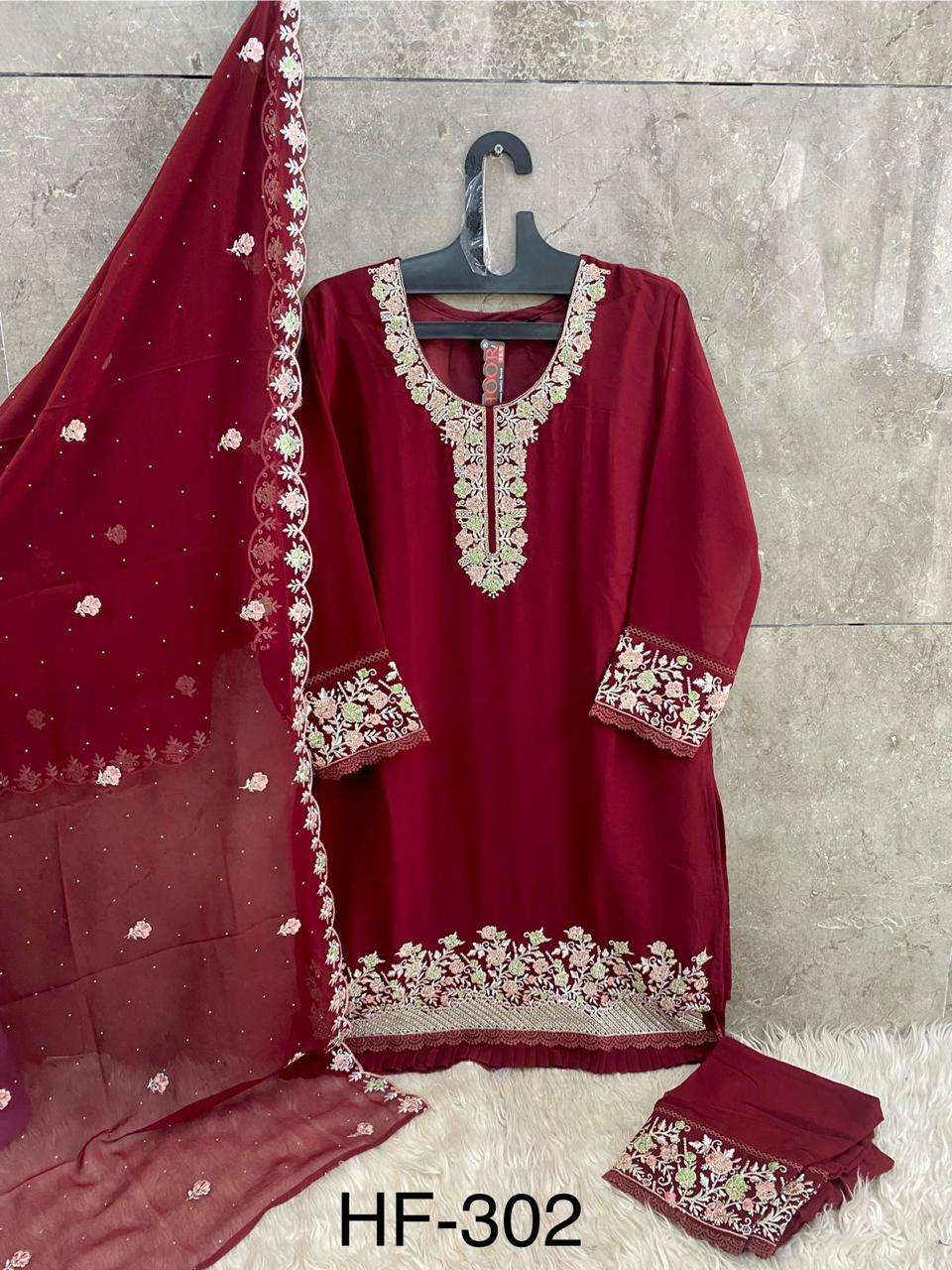 HOOR TEX HF 302 GEORGETTE DESIGNER READY MADE PAKISTANI SUIT