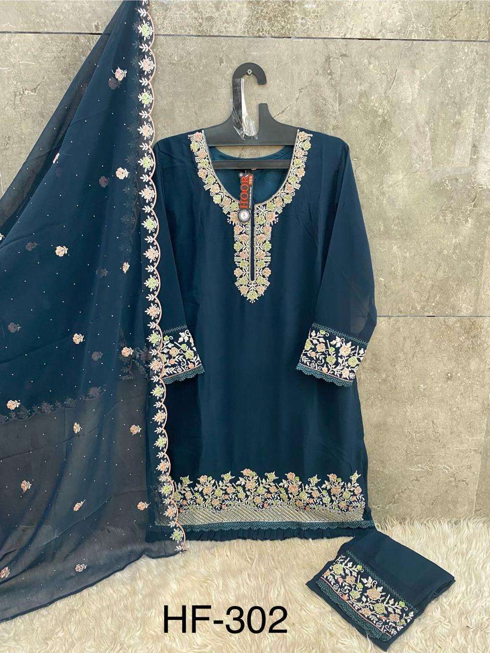 HOOR TEX HF 302 GEORGETTE DESIGNER READY MADE PAKISTANI SUIT