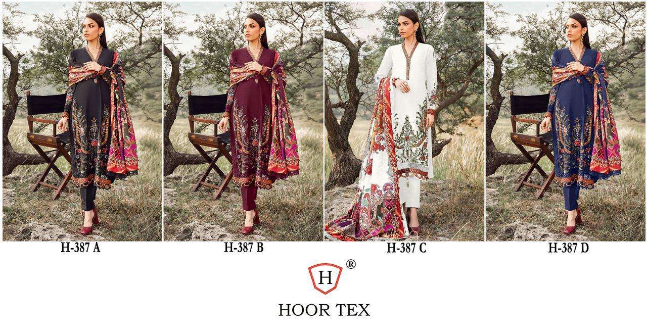 HOOR TEX  HF 387 RAYON EMBROIDERY DESIGNER WORK FANCY PAKISTANI SUIT