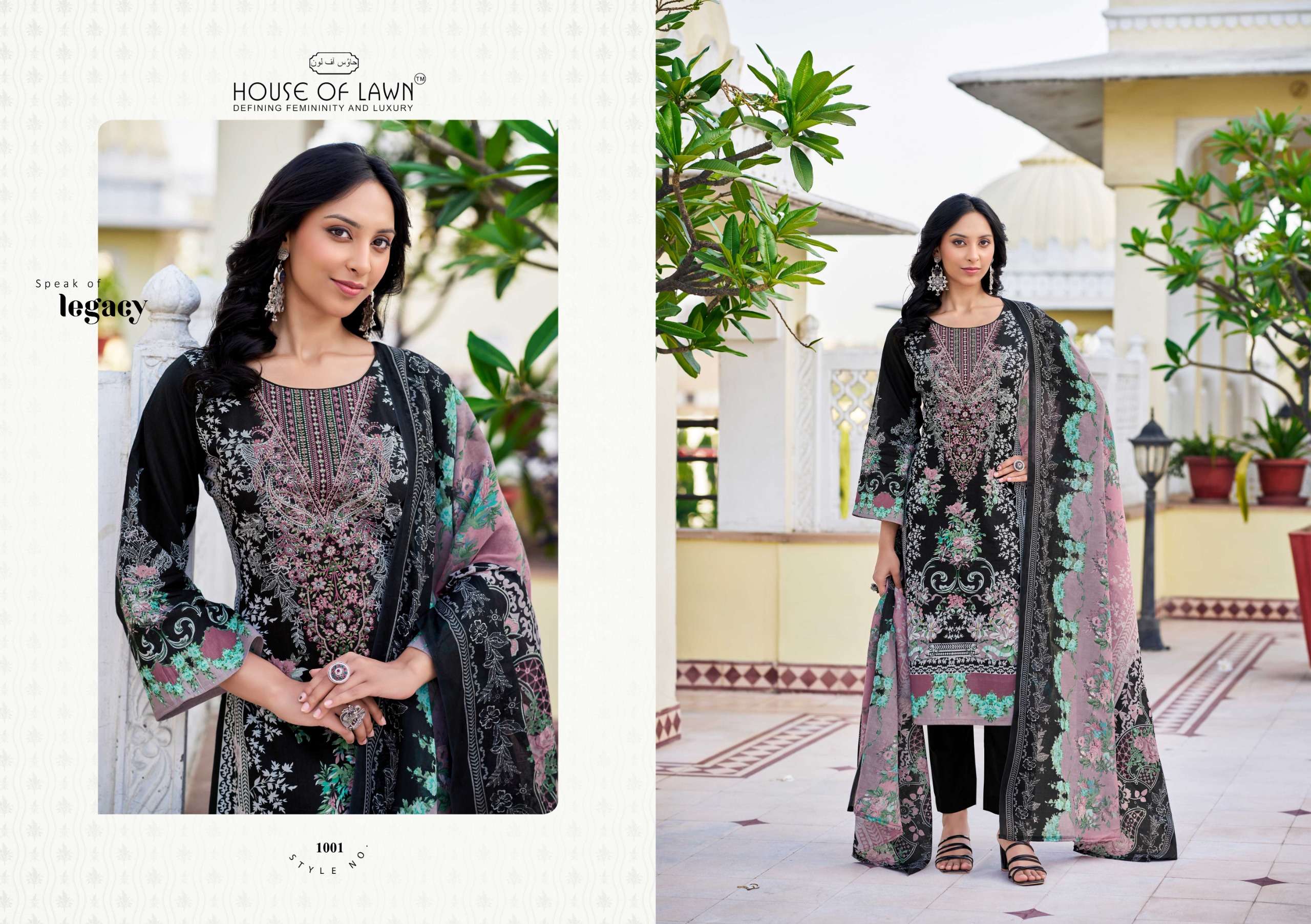 HOUSE OF LAWN NAYRA VOL 1 COTTON DIGITAL PRINTS WITH FANCY WORK SUIT