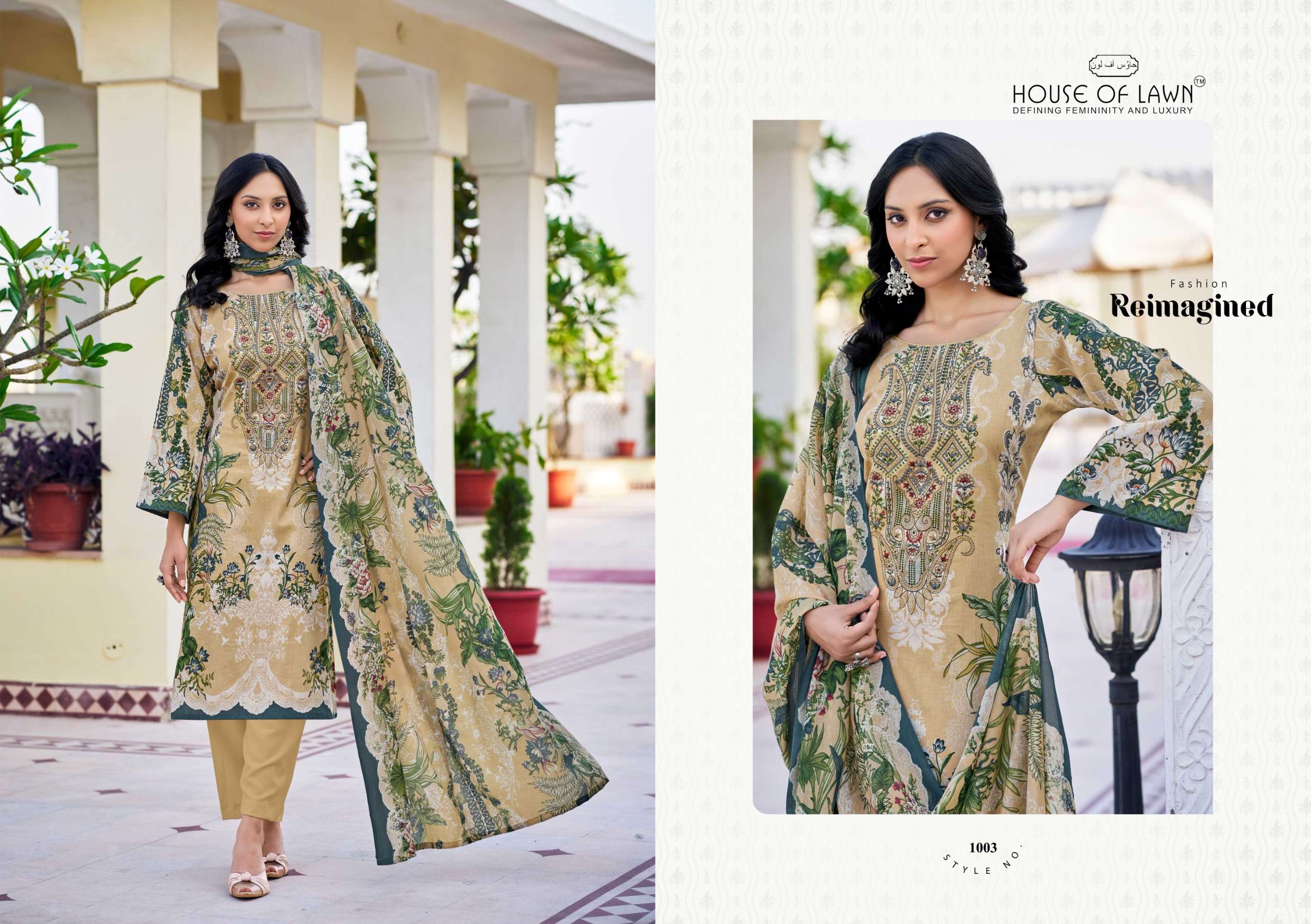 HOUSE OF LAWN NAYRA VOL 1 COTTON DIGITAL PRINTS WITH FANCY WORK SUIT