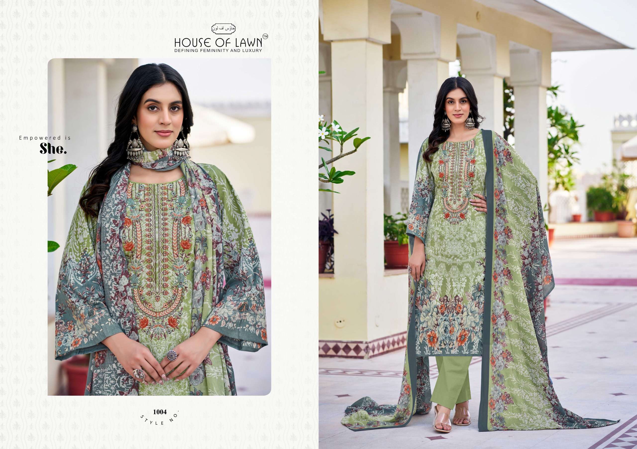 HOUSE OF LAWN NAYRA VOL 1 COTTON DIGITAL PRINTS WITH FANCY WORK SUIT