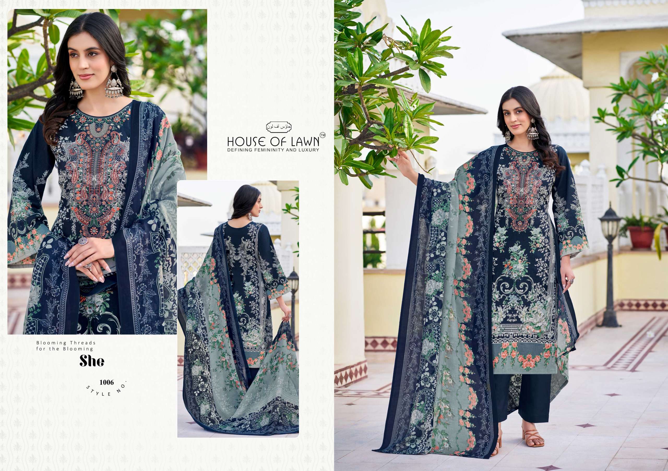 HOUSE OF LAWN NAYRA VOL 1 COTTON DIGITAL PRINTS WITH FANCY WORK SUIT