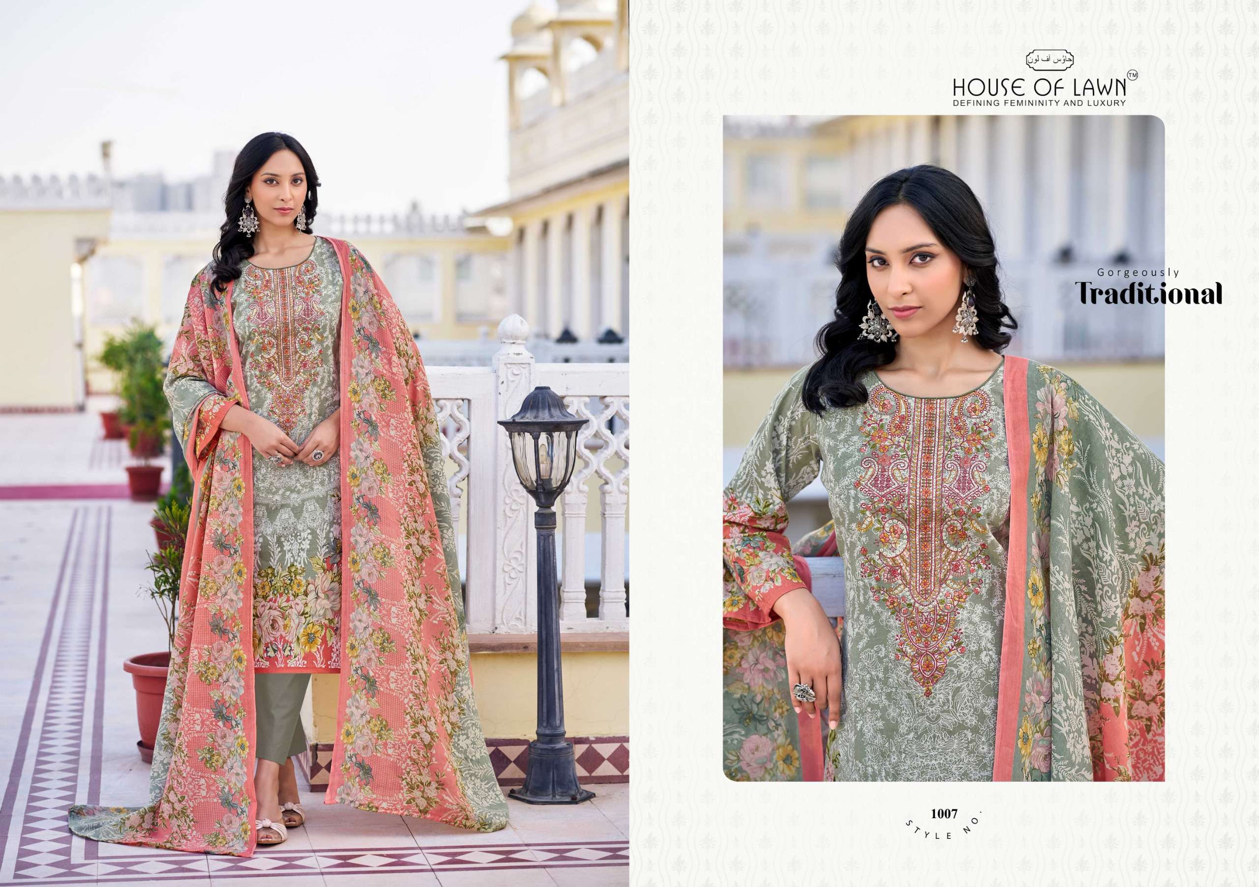 HOUSE OF LAWN NAYRA VOL 1 COTTON DIGITAL PRINTS WITH FANCY WORK SUIT
