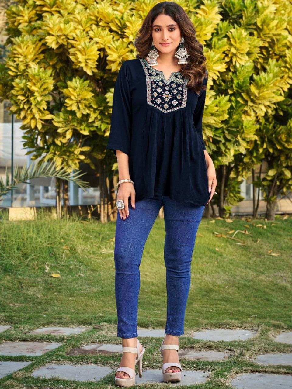 INLI BUBBLY 5.0 RAYON EMBROIDERIES WORK WESTERN WEAR LADIES TOP