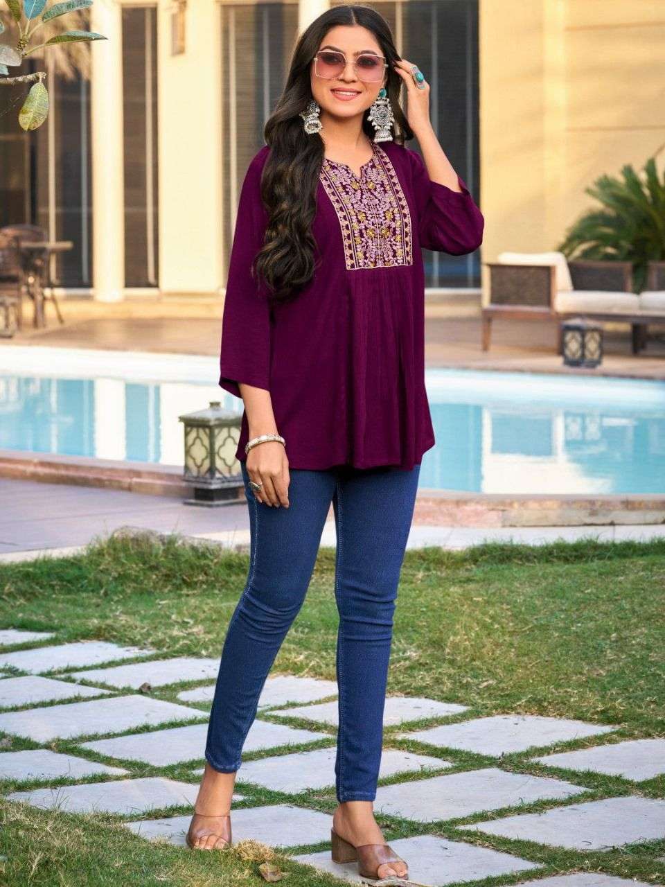 INLI BUBBLY 5.0 RAYON EMBROIDERIES WORK WESTERN WEAR LADIES TOP