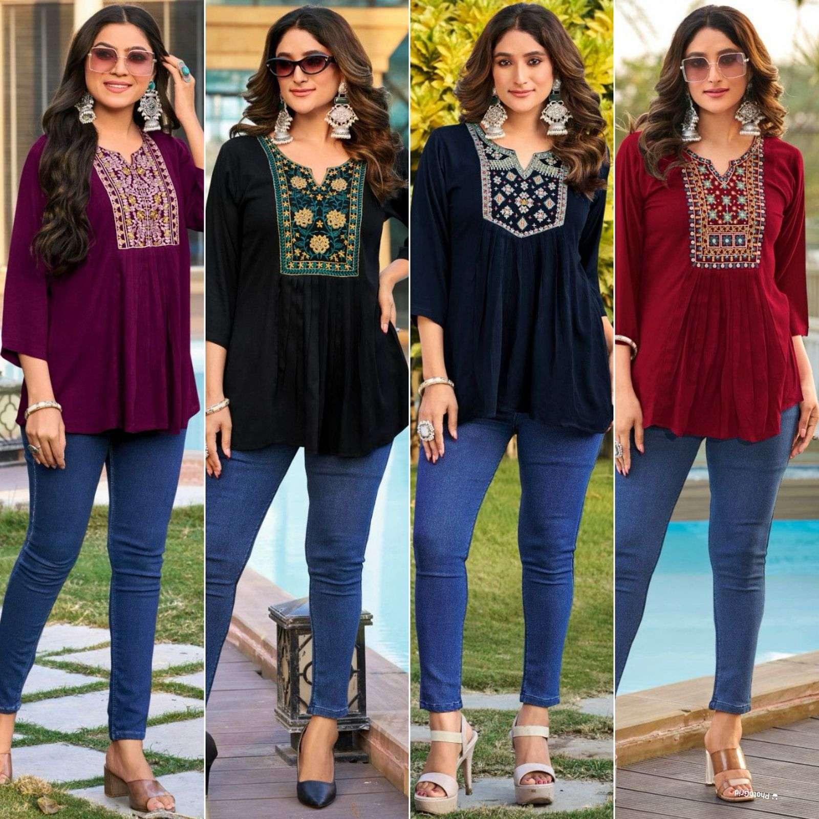 INLI BUBBLY 5.0 RAYON EMBROIDERIES WORK WESTERN WEAR LADIES TOP