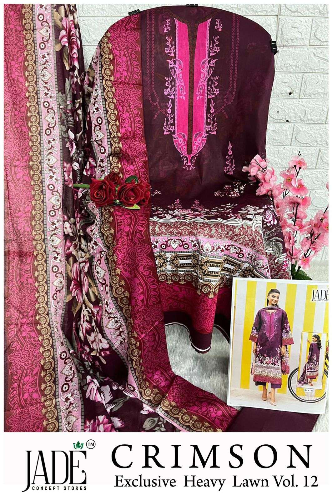 JADE CRIMSON EXCLUSIVE HEAVY LAWN COLLECTION VOL 12 NEW DESIGNS 