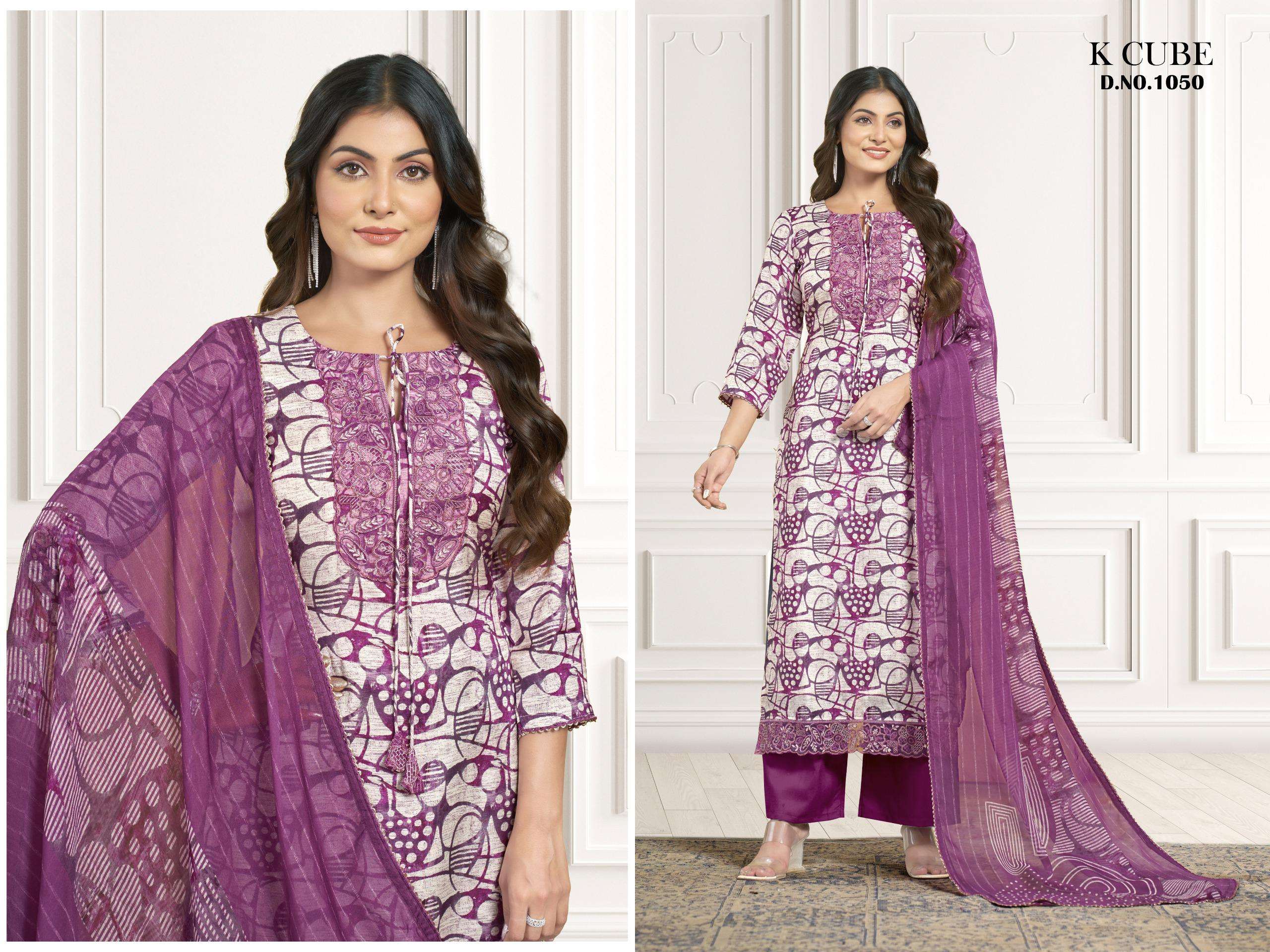 K CUBE AKSHARA MUSLIN DIGITAL PRINT WITH DESIGNER WORK SUIT