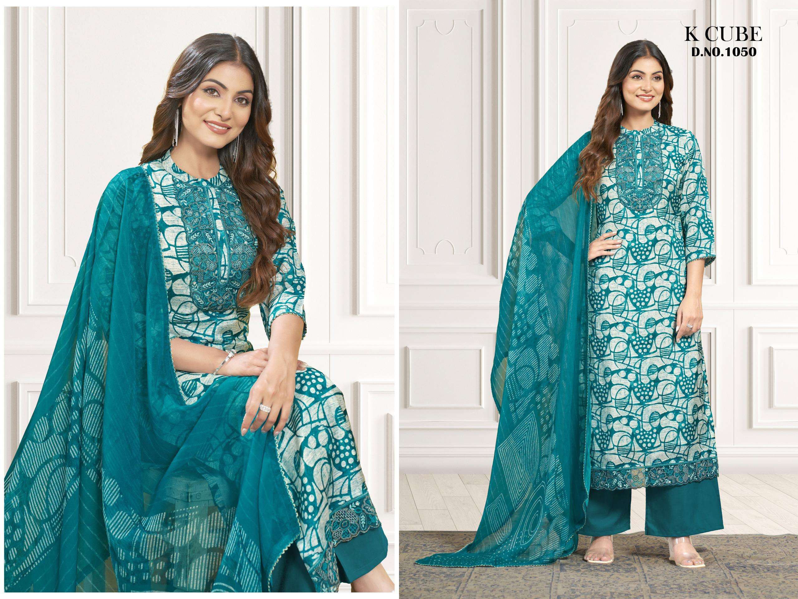 K CUBE AKSHARA MUSLIN DIGITAL PRINT WITH DESIGNER WORK SUIT