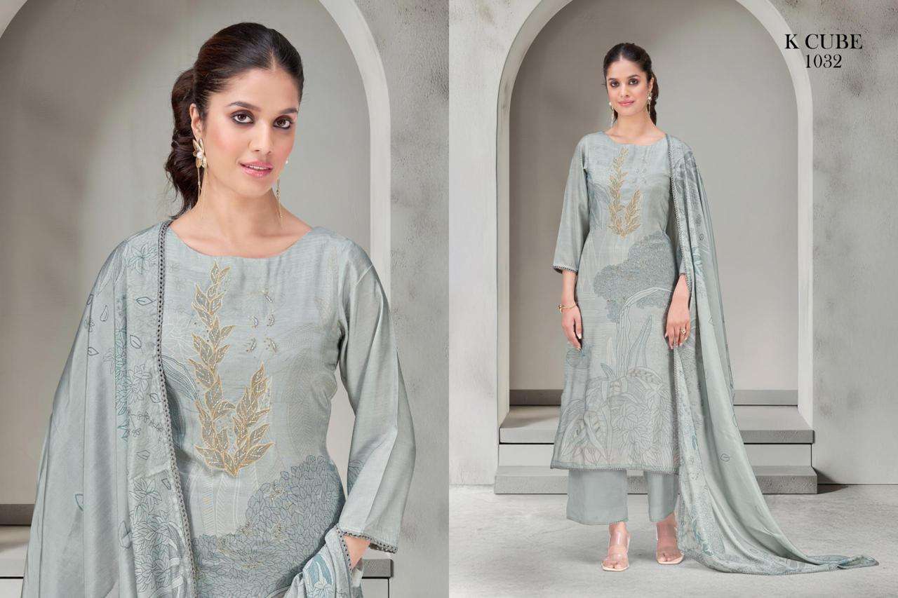 K CUBE KAVYA MUSLIN DIGITAL PRINT WITH FANCY EMBROIDERY WORK SUIT