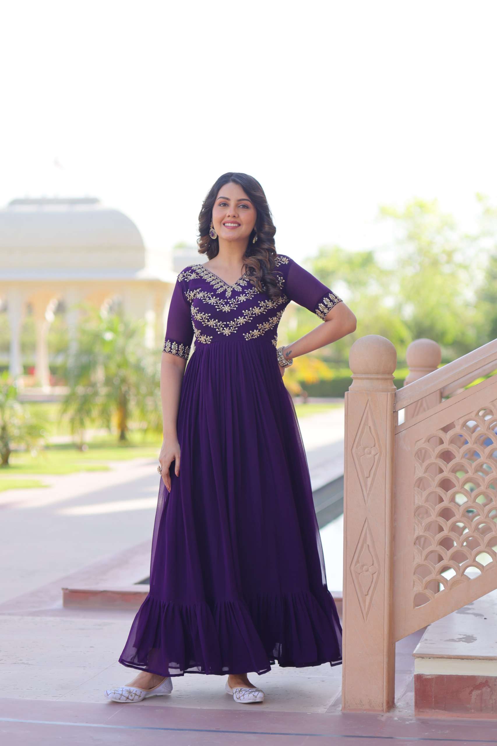 KA 1172 GEORGETTE SEQUENCE DESIGNER WORK READY MADE PARTY WEAR GOWN