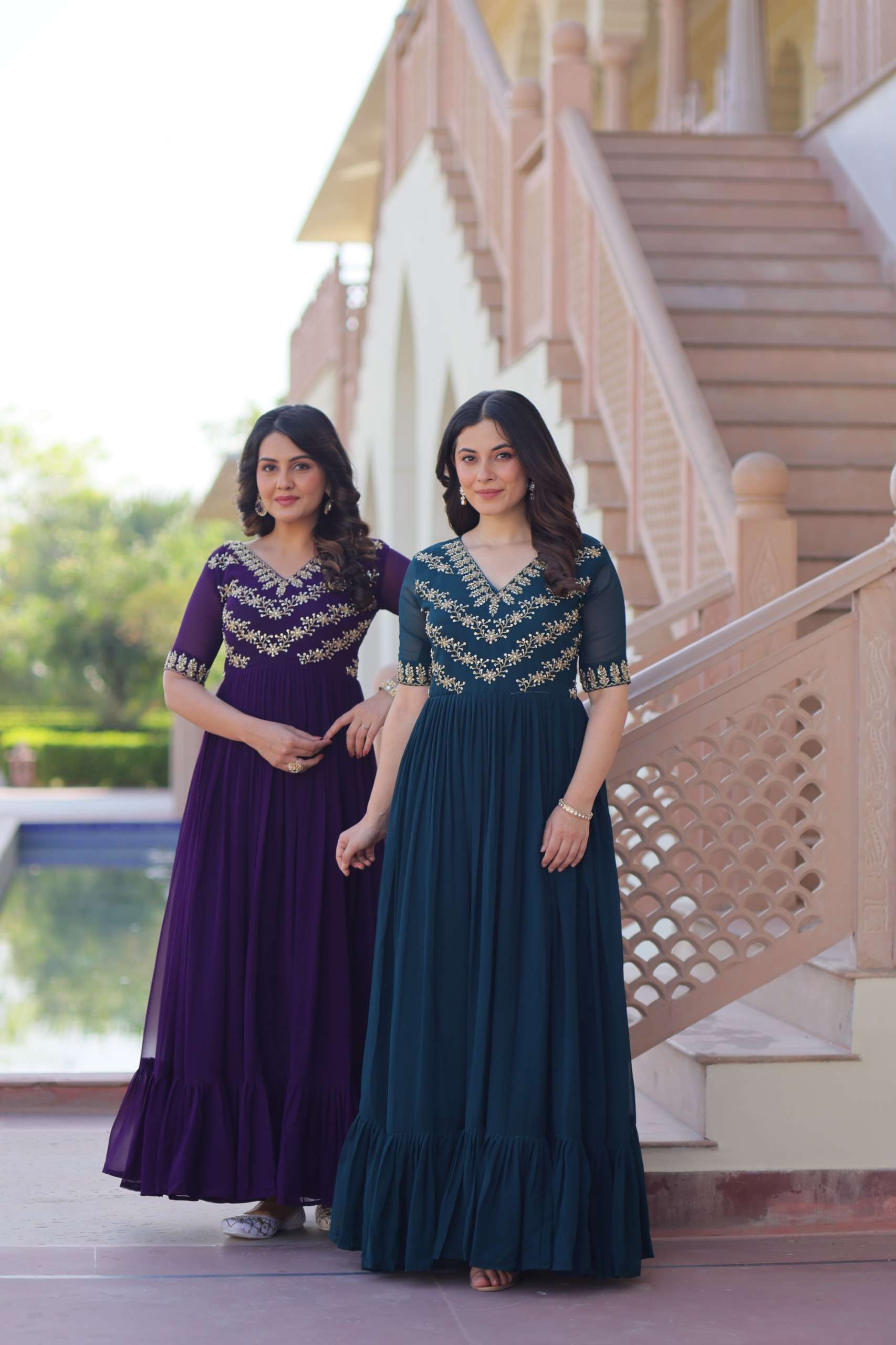 KA 1172 GEORGETTE SEQUENCE DESIGNER WORK READY MADE PARTY WEAR GOWN