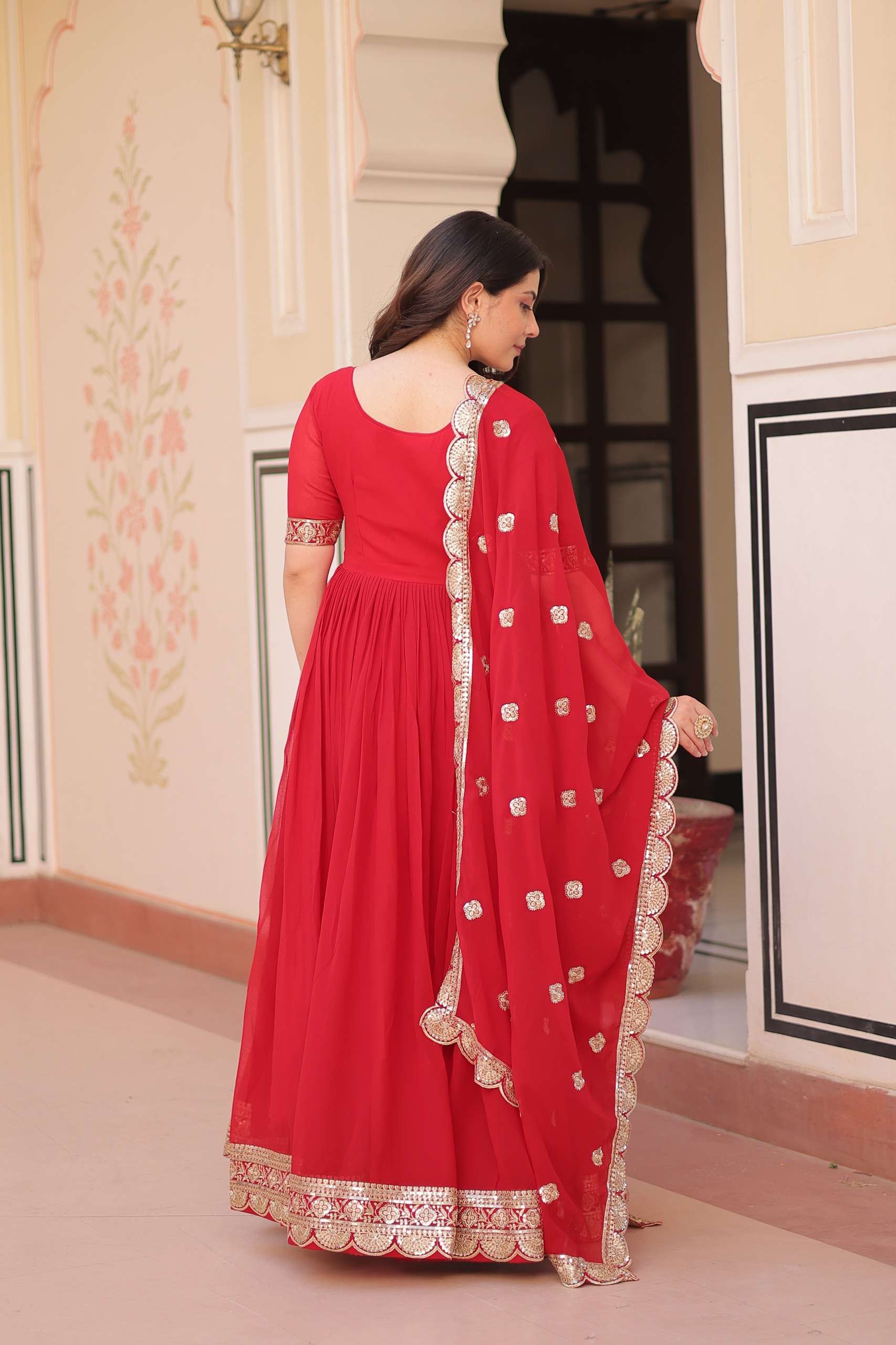 KA 1177 GEORGETTE DESIGNER READY MADE GOWN WITH DUPATTA SET 