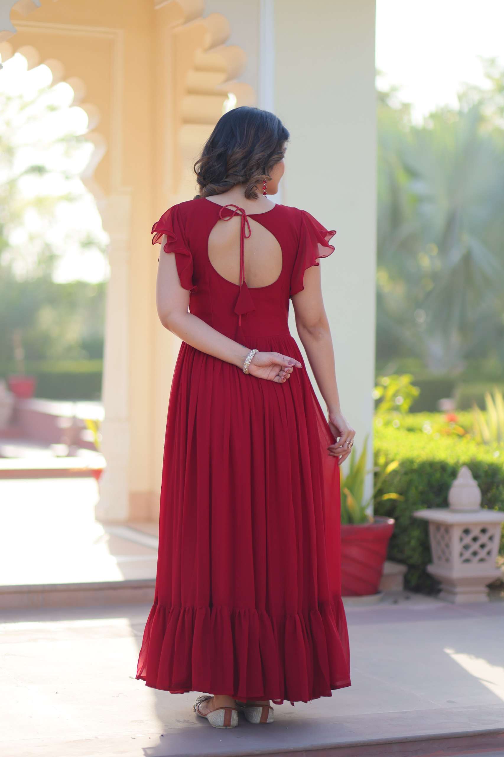 KA 1179 GEORGETTE SEQUENCE DESIGNER WORK FANCY READY MADE GOWN
