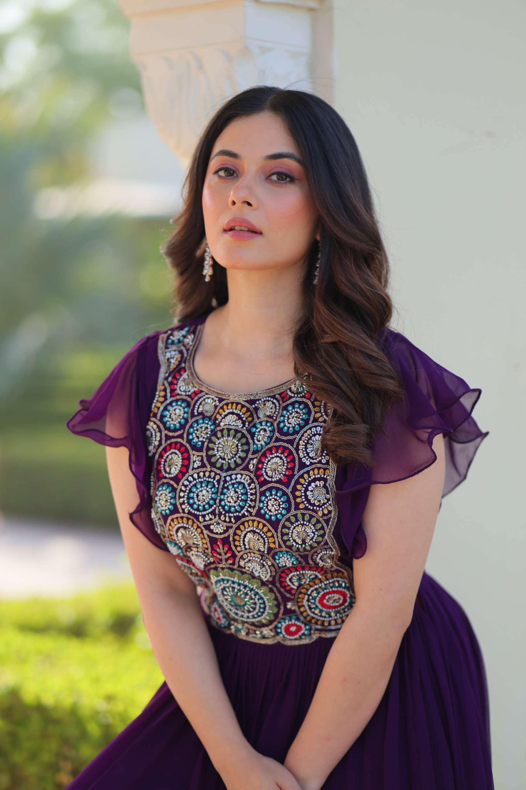 KA 1179 GEORGETTE SEQUENCE DESIGNER WORK FANCY READY MADE GOWN