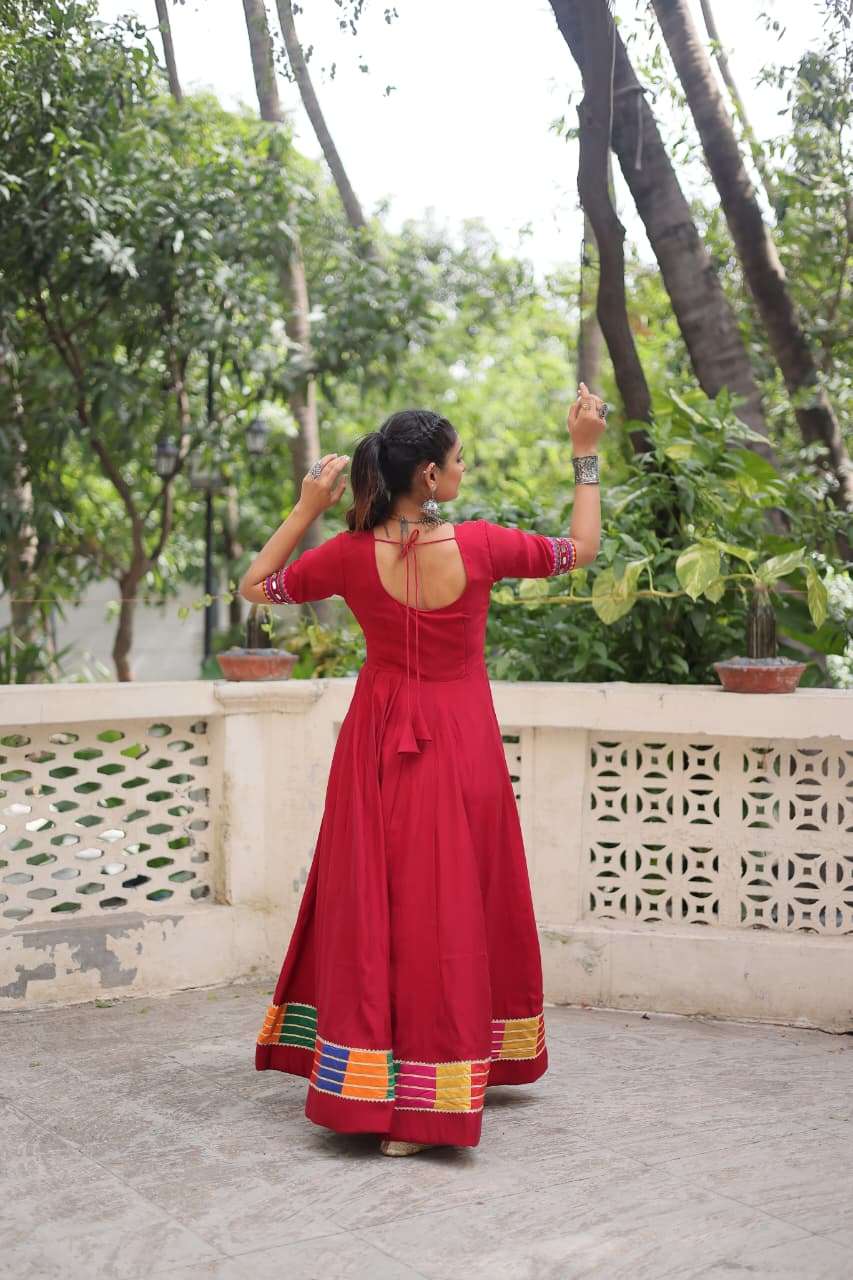 KA 1202 SILK FANCY MIRROR WORK NAVRATRI WEAR LADIES GOWN
