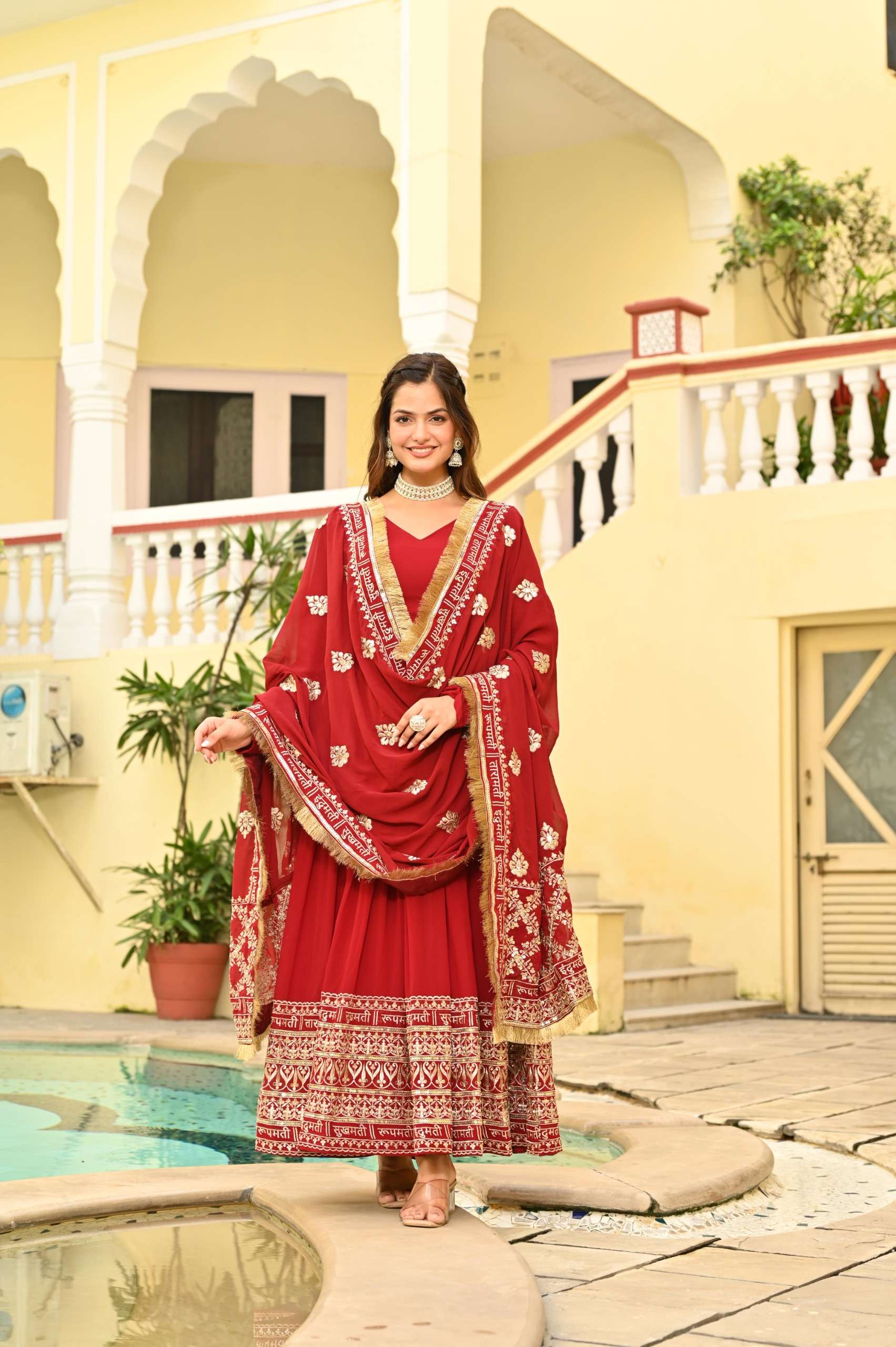 KA 1207 GEORGETTE SEQUENCE DESIGNER LONG ANARKALI GOWN WITH DUPATTA 