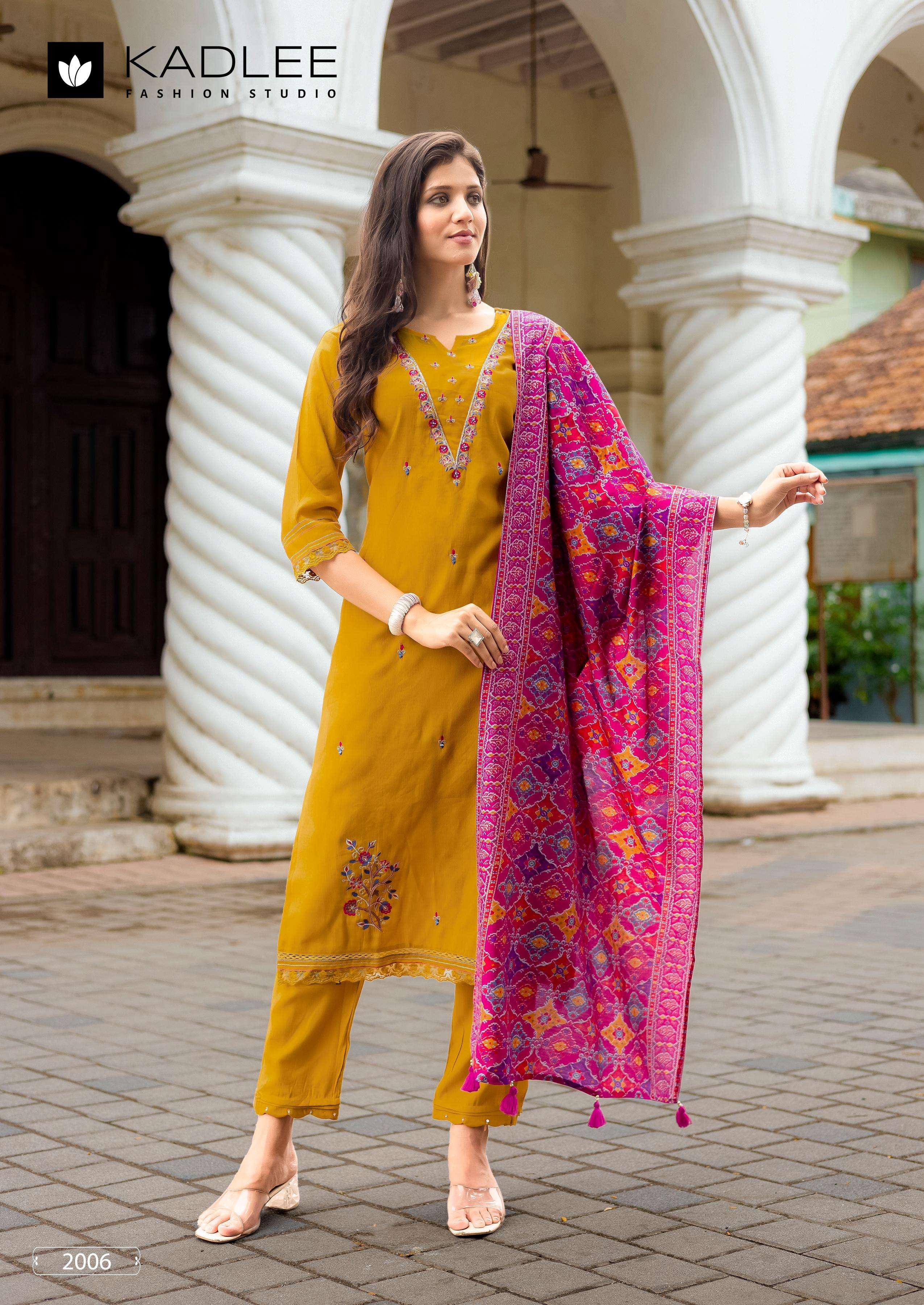 KADLEE FASHION SAHIYAR VOL 2 VISCOSE DESIGNER WORKS LADIES KURTI COMBO SET 