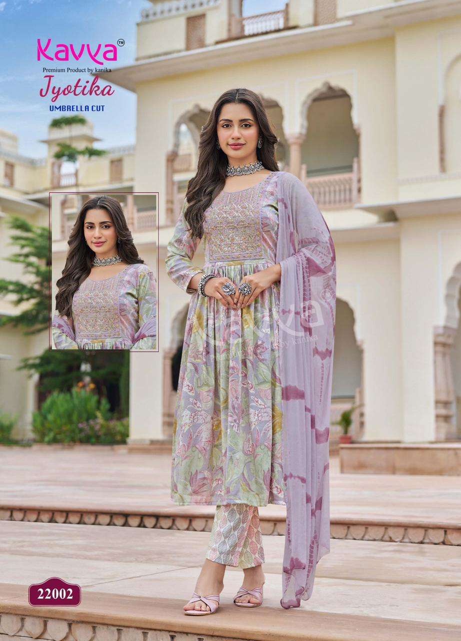  KAVYA JYOTIKA VOL 22 CAPSULE FOIL PRINT NAIRA CUT STYLE KURTI COMBO SET 