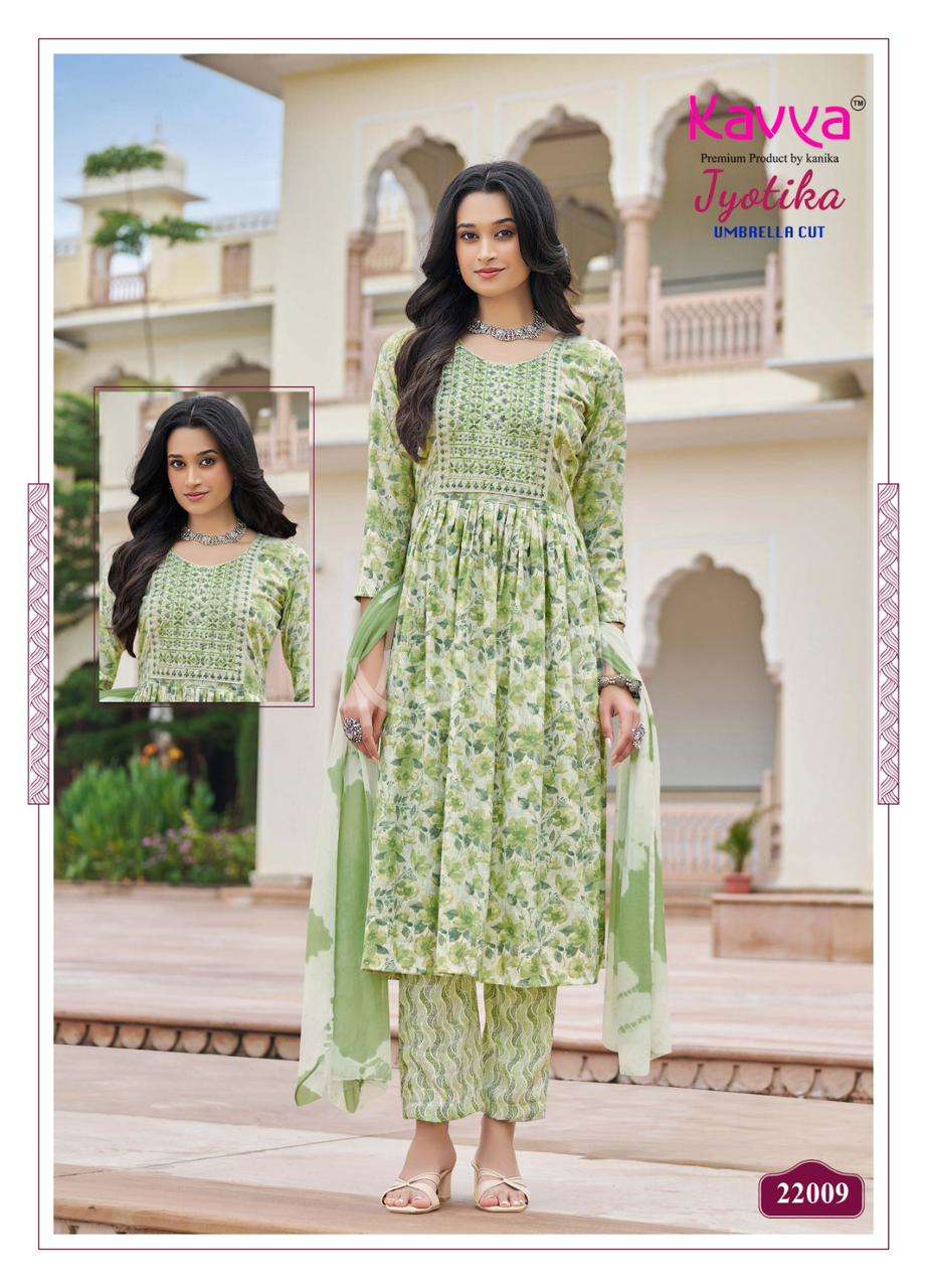 KAVYA JYOTIKA VOL 22 CAPSULE FOIL PRINT NAIRA CUT STYLE KURTI COMBO SET 